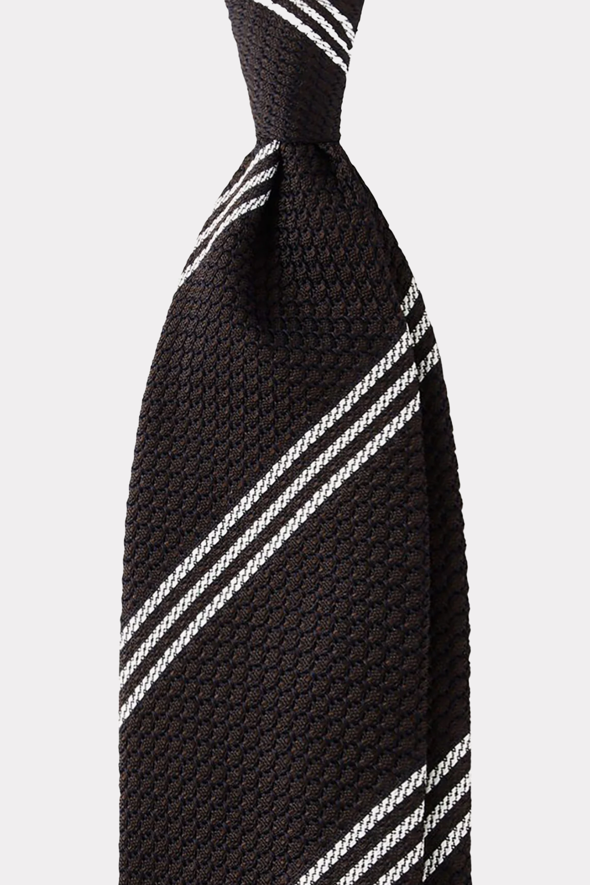 Tie in brown and white stripes