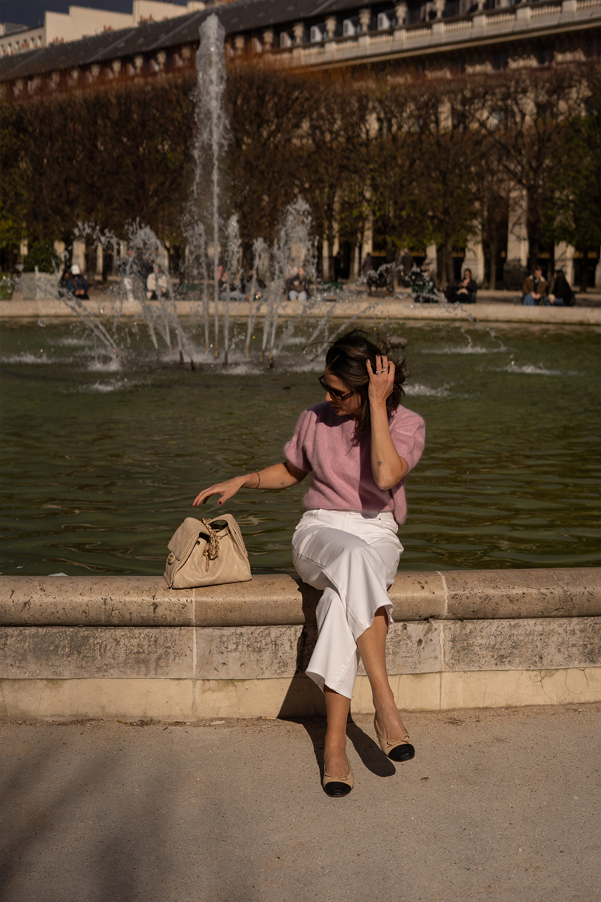 Cashmere short-sleeved sweater 'Juniper' in pink