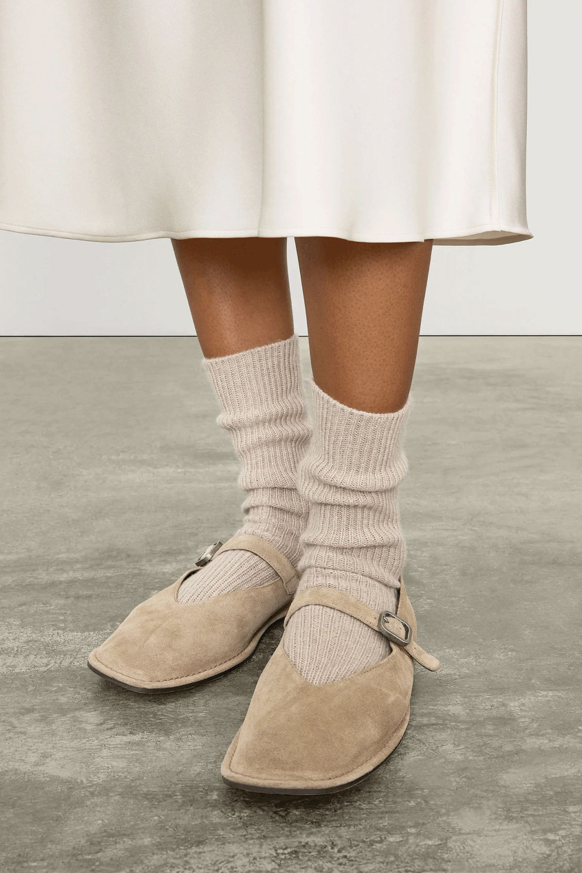 Kaschmirsocken in beige