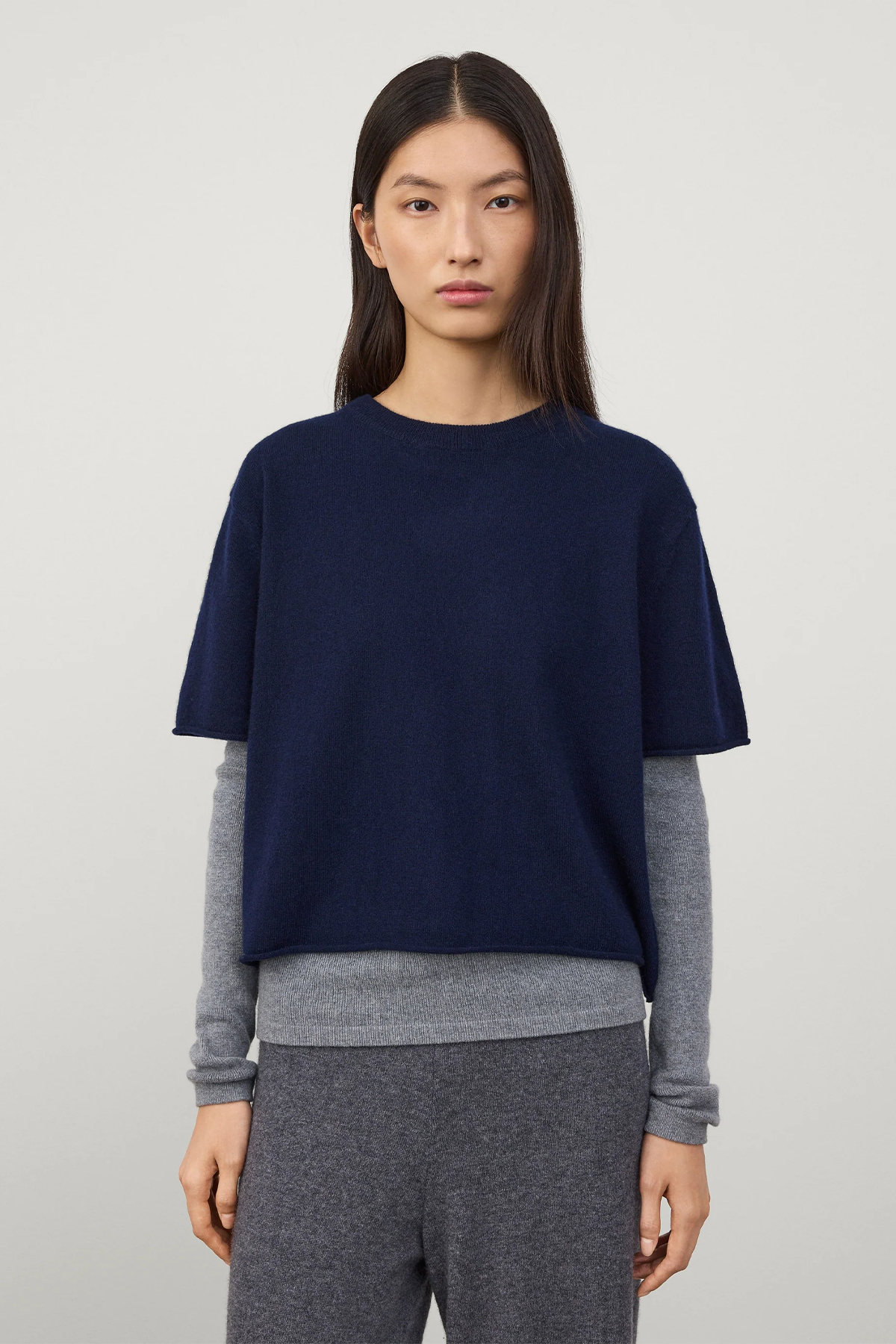 Kaschmir-Kurzarmpullover 'Cila' in marine