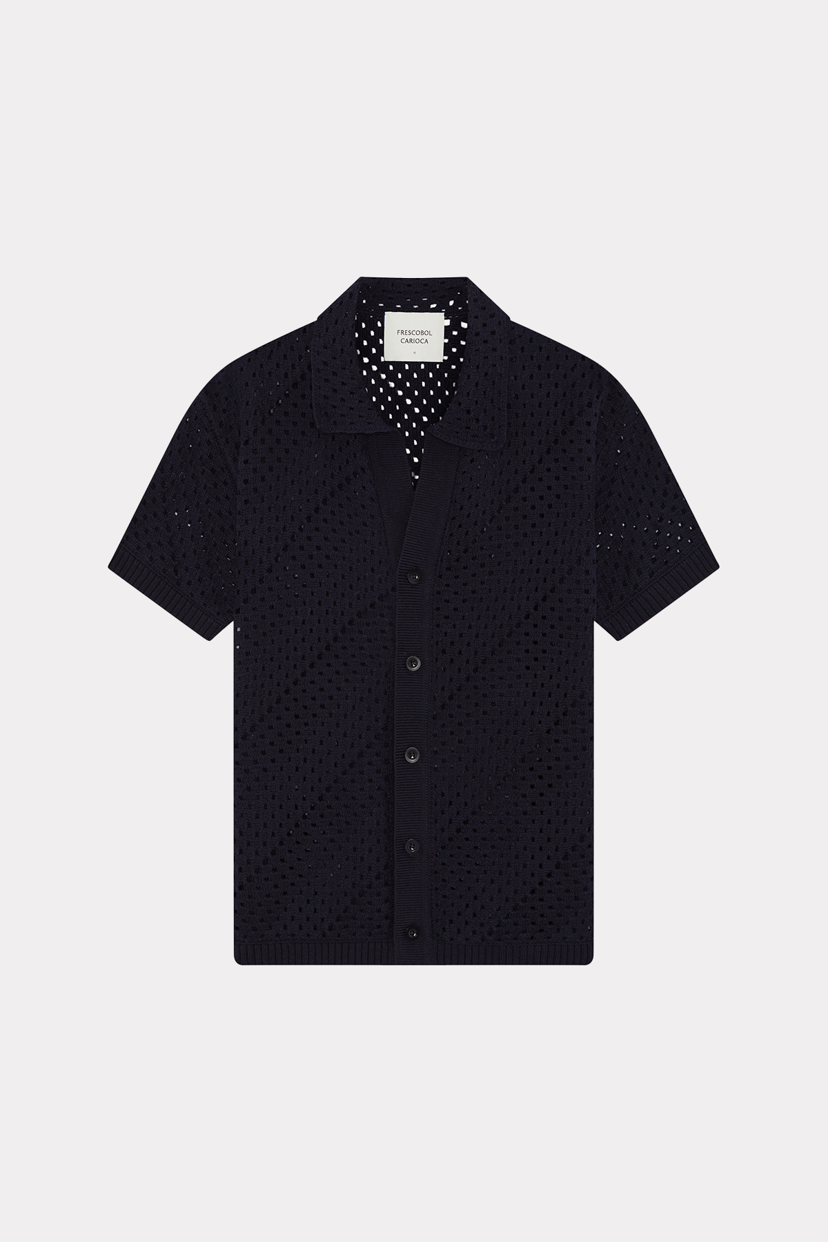 Gehäkeltes Kurzarmhemd 'Pinto' in marine