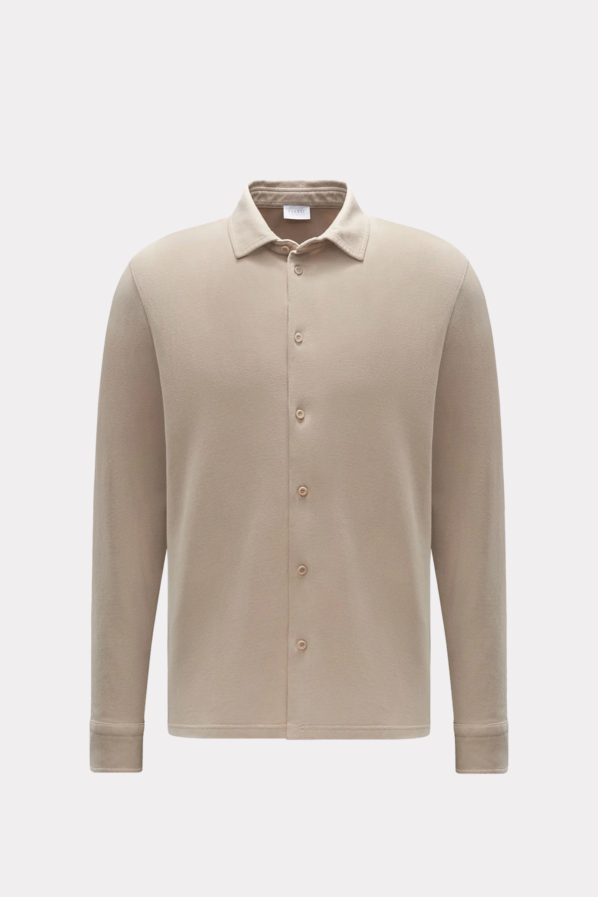 Piqué-Hemd schmaler Kragen in beige