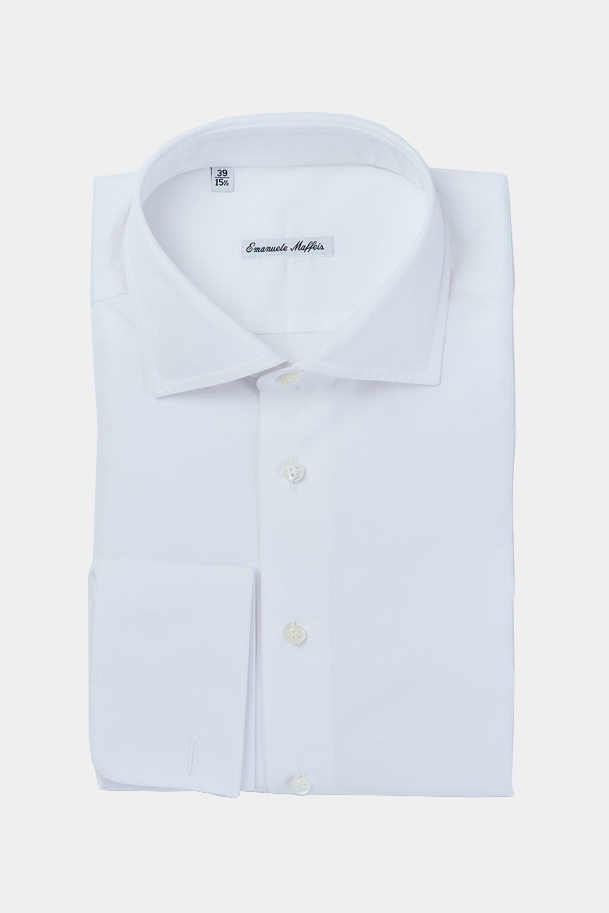 Popelin Hemd in weiß mit Haifischkragen