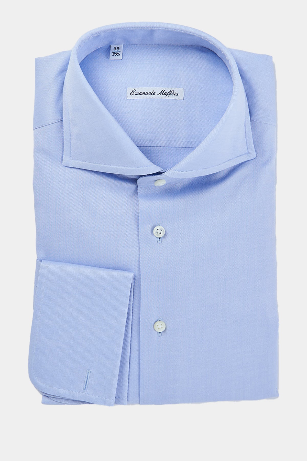 Twill shirt in light blue with shark collar