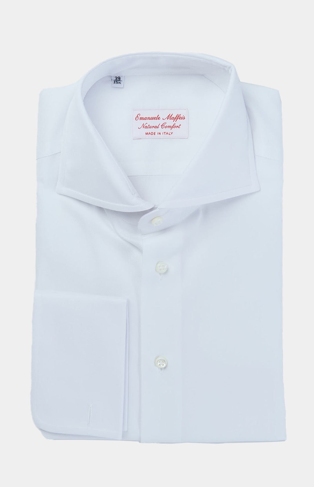 Twill Hemd in weiß mit Haifischkragen