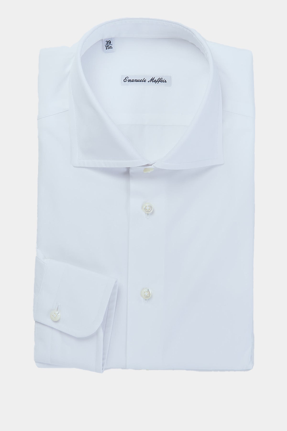 Popelin Hemd in weiß mit Haifischkragen