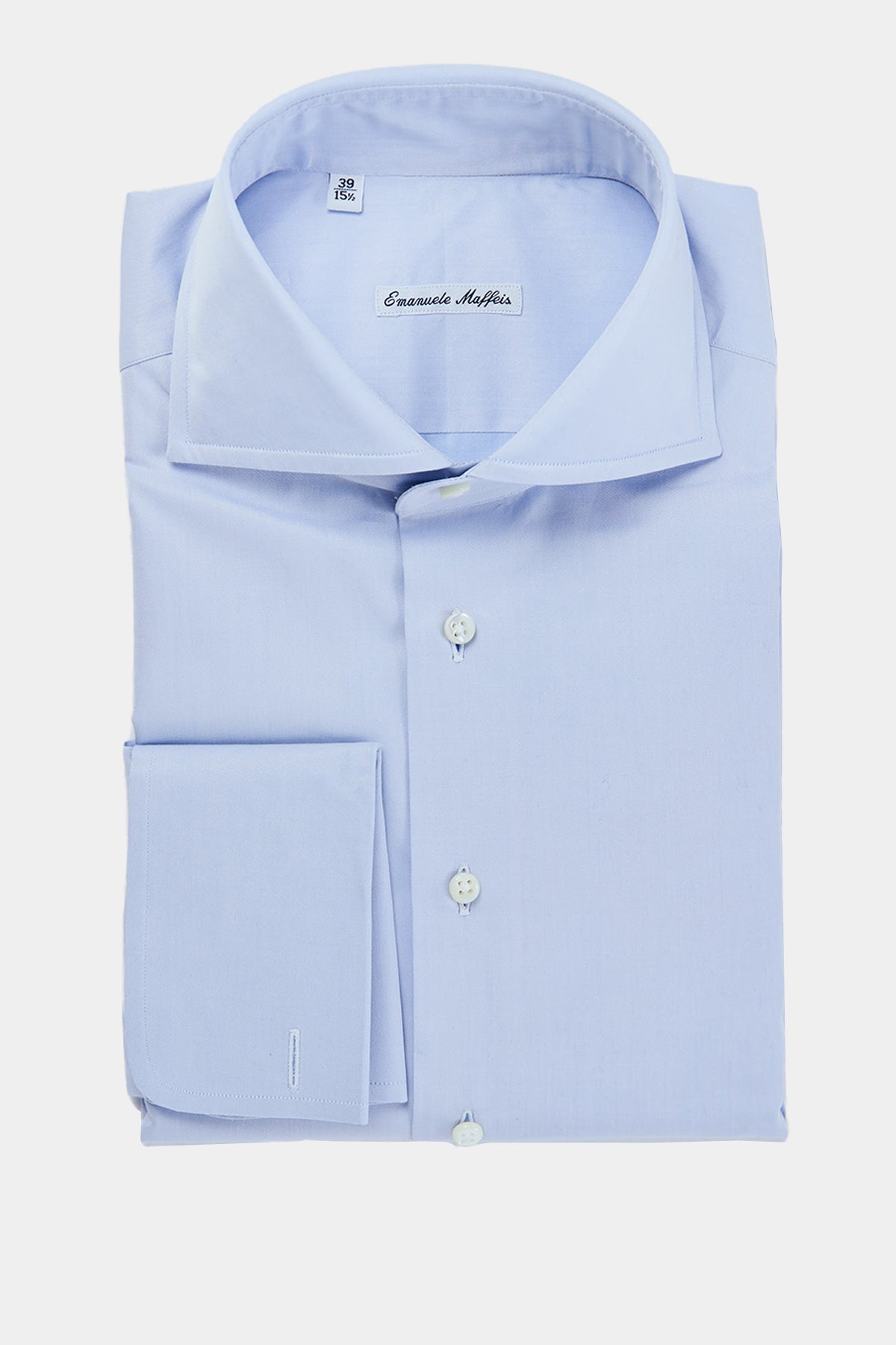 Twill shirt in light blue with shark collar