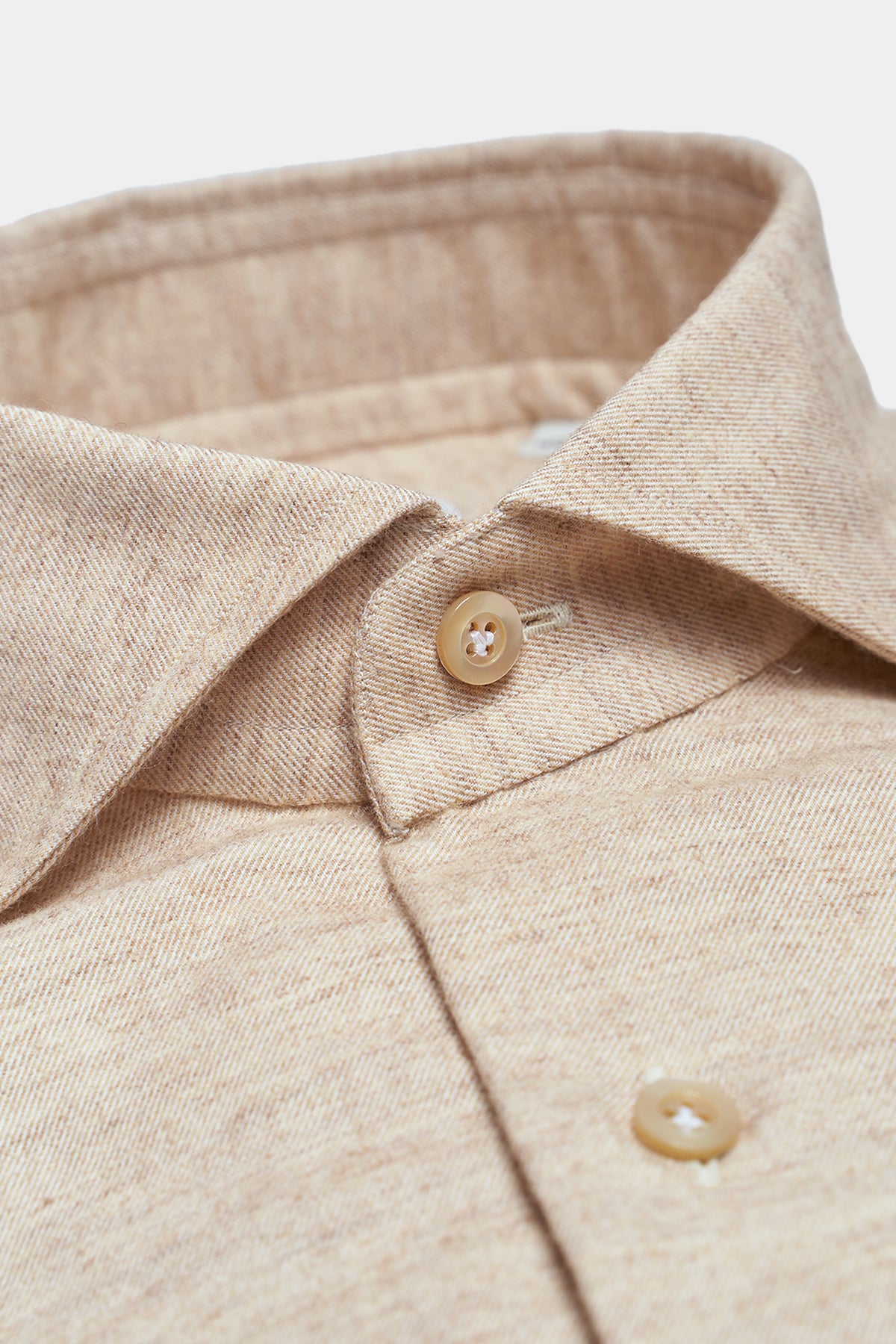 Flannel shirt in beige mottled with shark collar