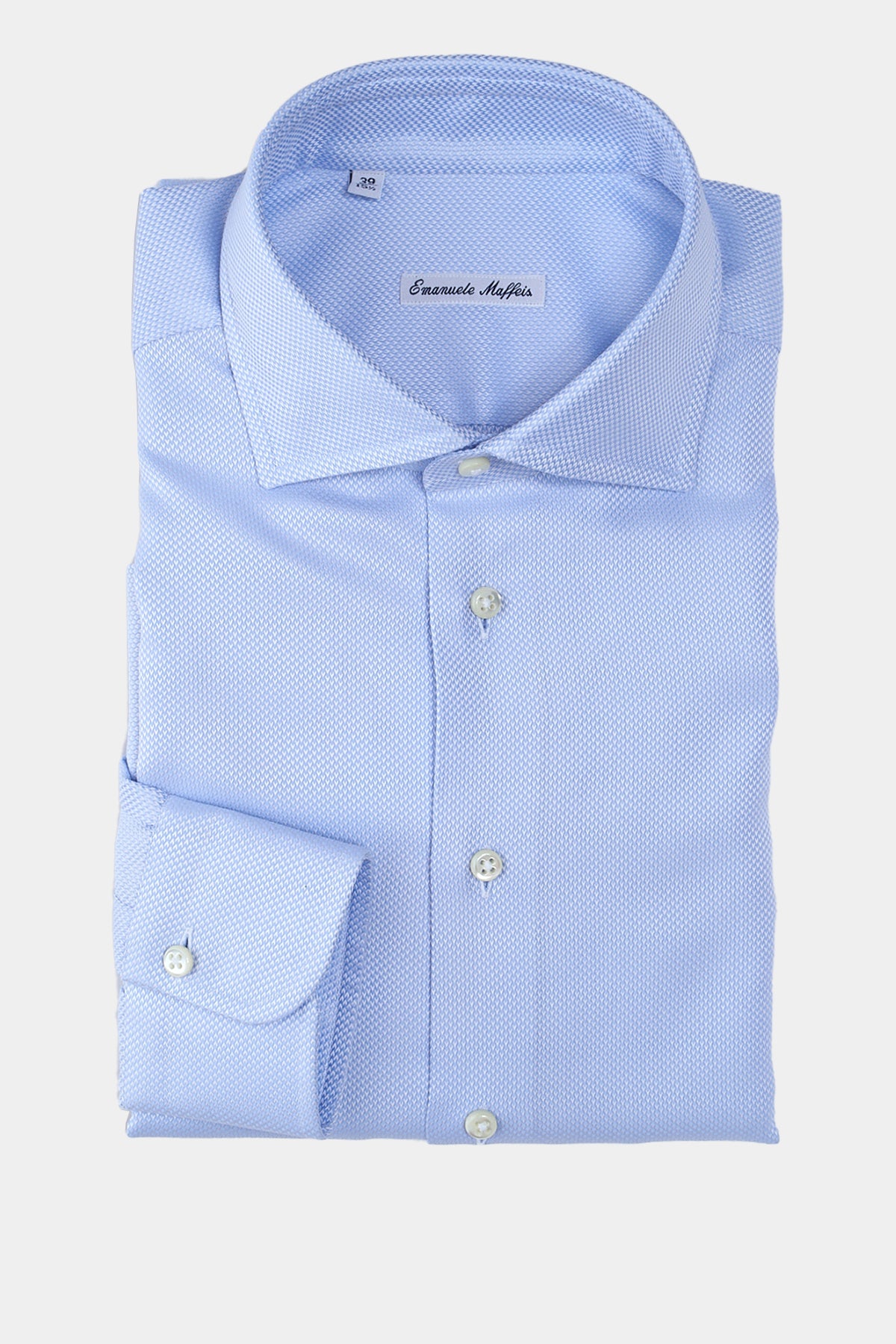 Piqué shirt in light blue with shark collar