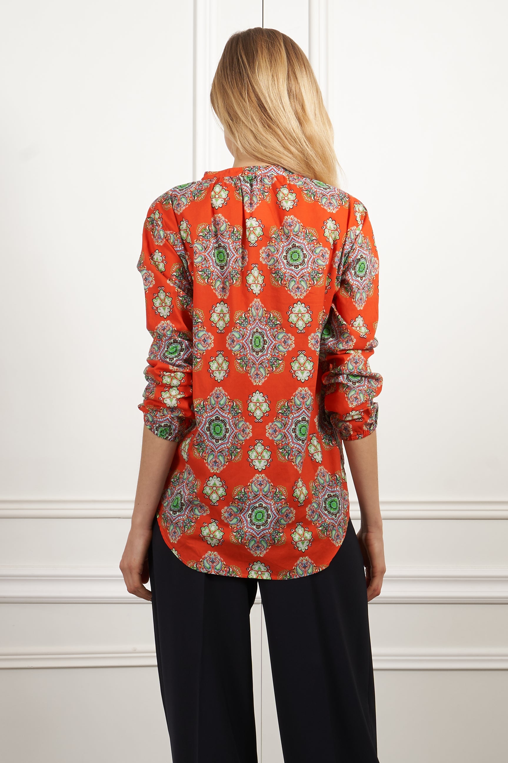 Blouse with print in orange