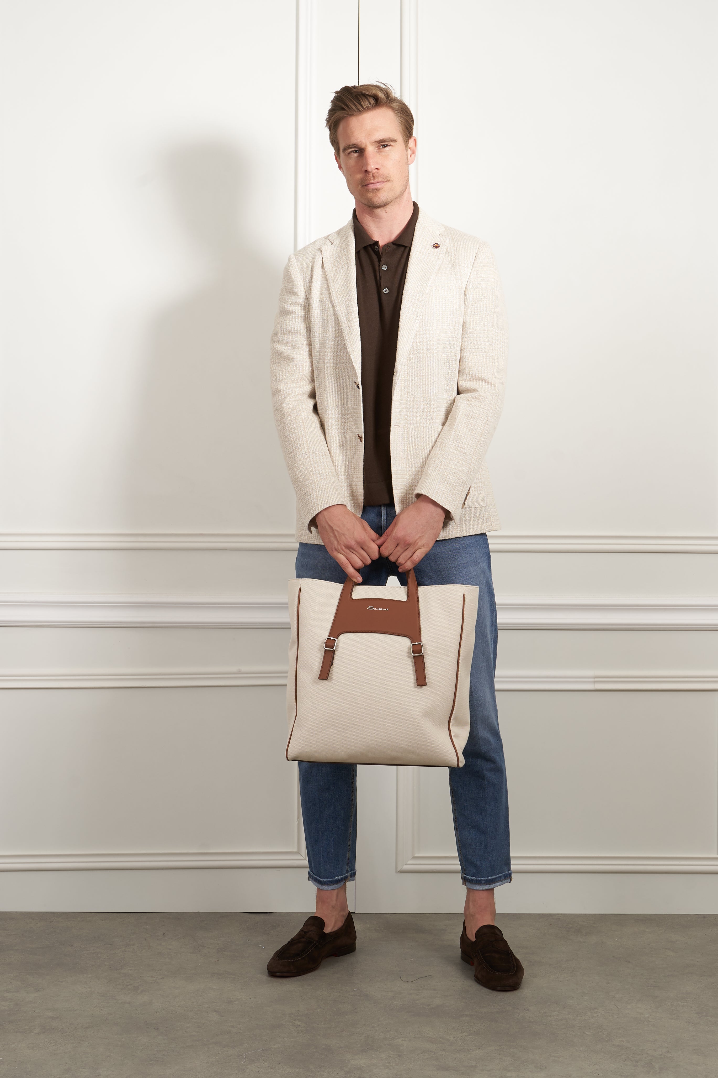Canvas shopper in beige