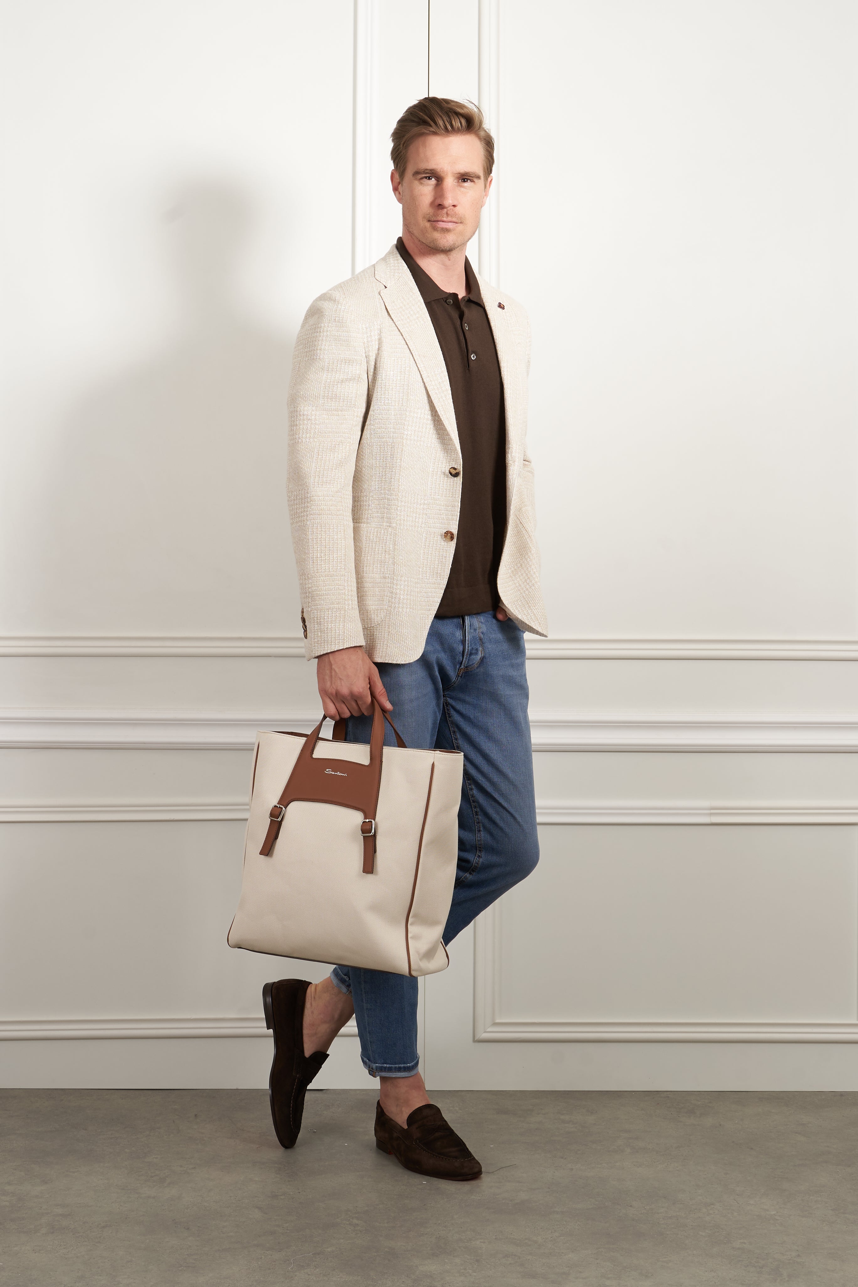 Canvas shopper in beige