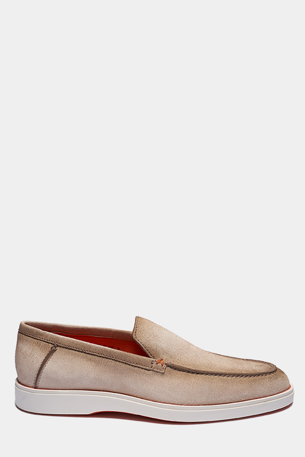 Beige Veloursleder Slipper von Santoni, elegante Schuhe mit weichem Ledermaterial, perfekt für stilvolle Anlässe.