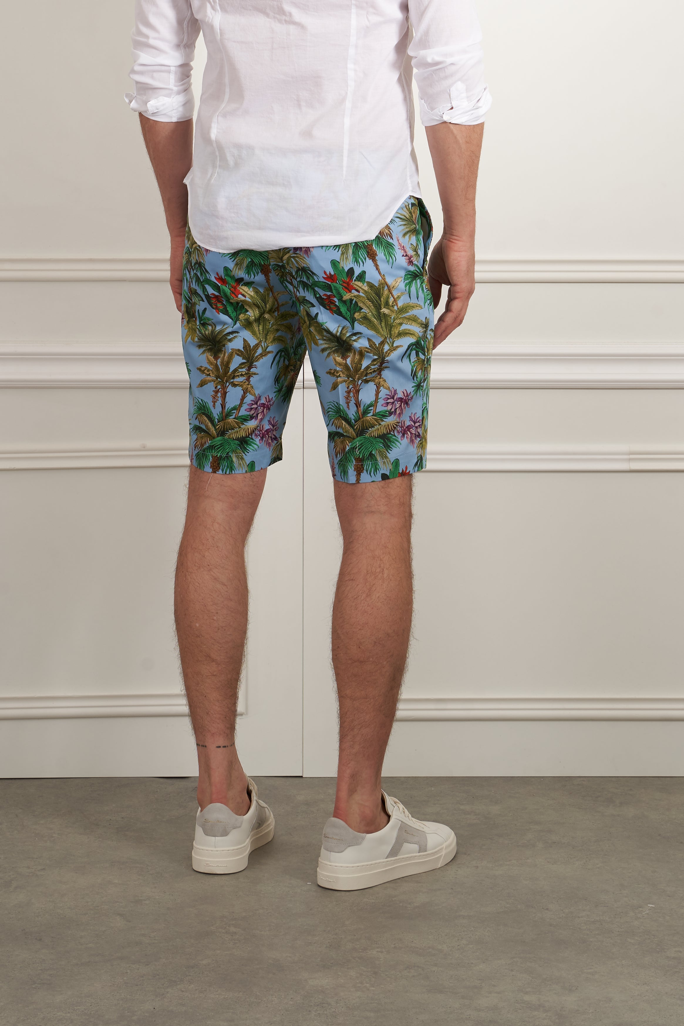 Gemusterte Bermuda-Hose von PT Torino mit floralem Print, kurze Hose für Damen, sommerlicher Style, Baumwollstoff