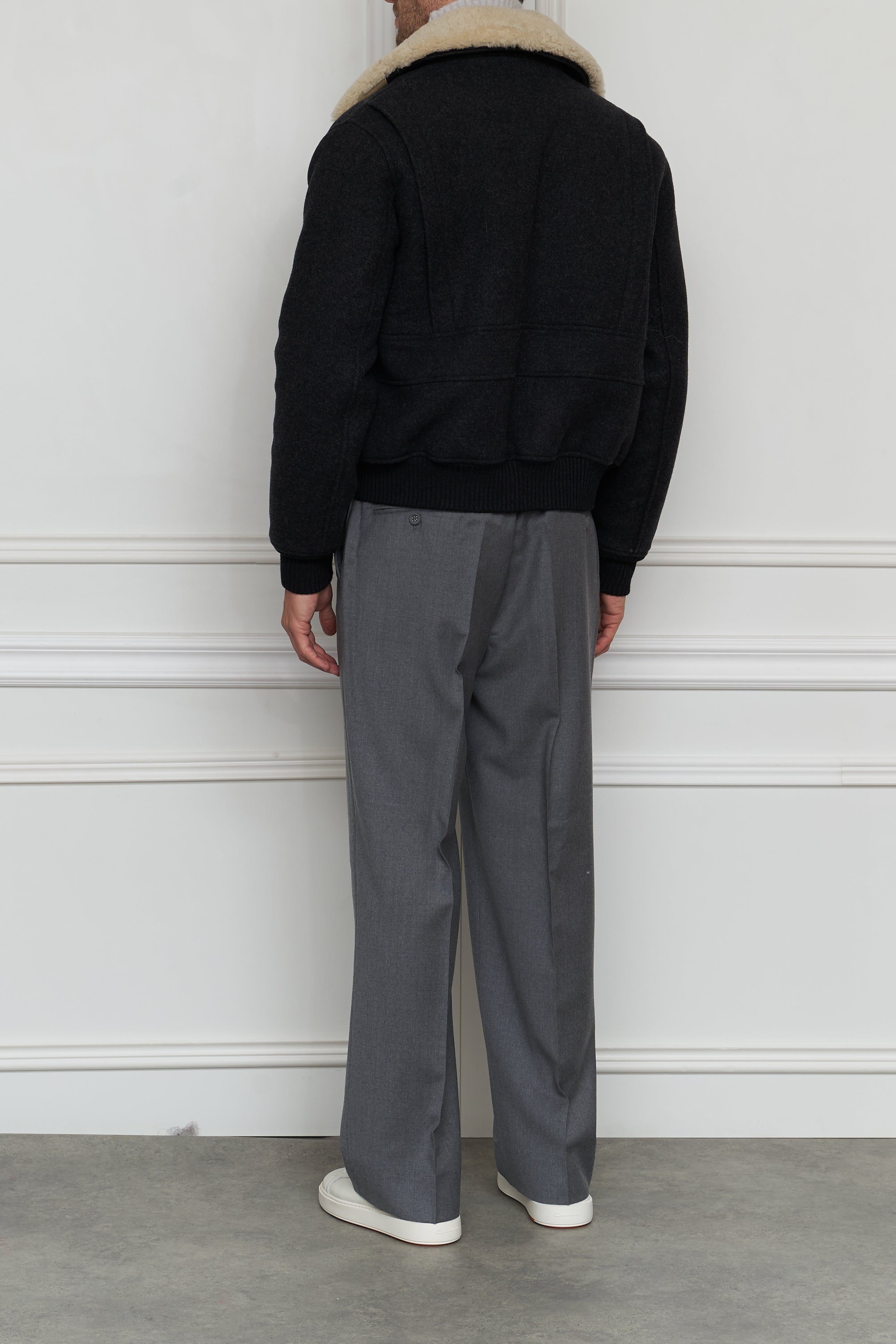 Bomber aus Wolle in grau