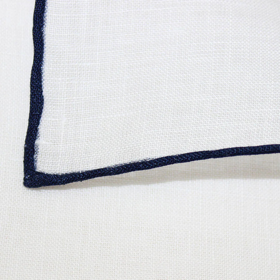 Einstecktuch in weiss mit marine kante