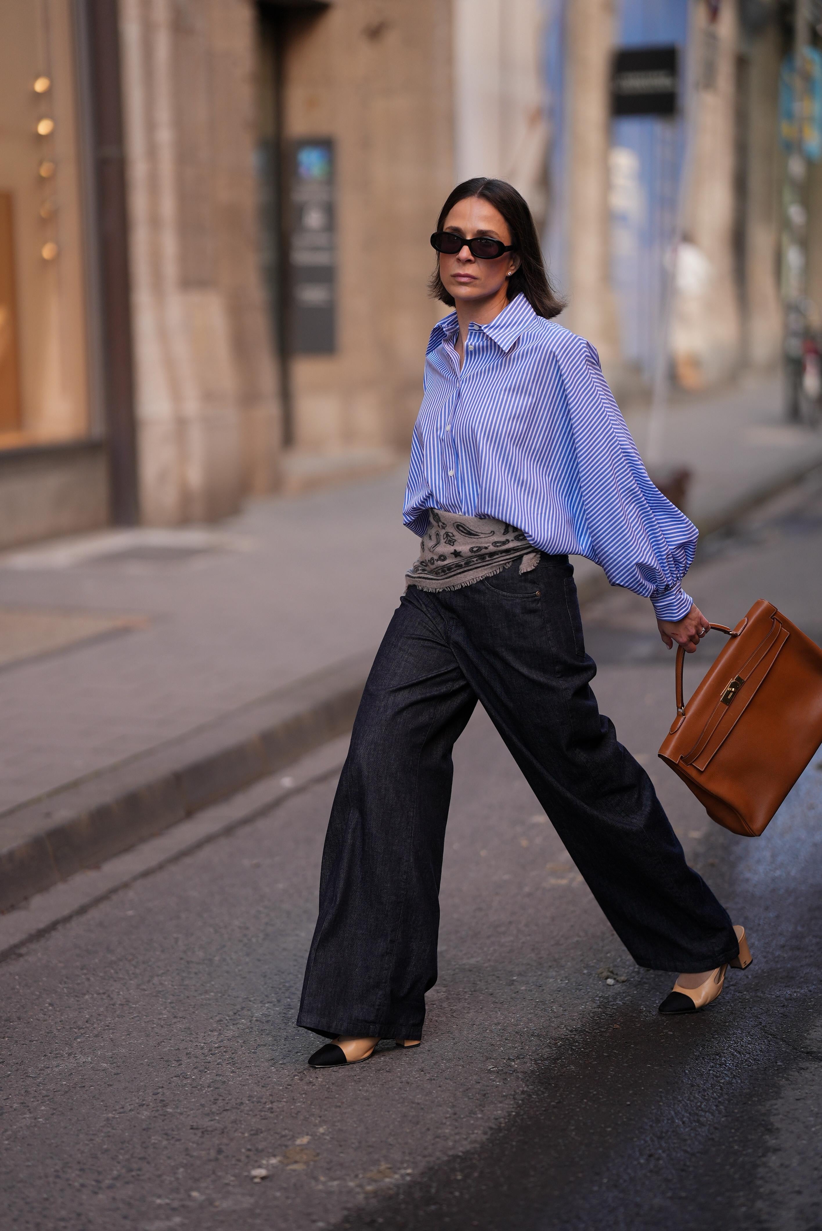 Gestreifte Bluse in blau/weiß