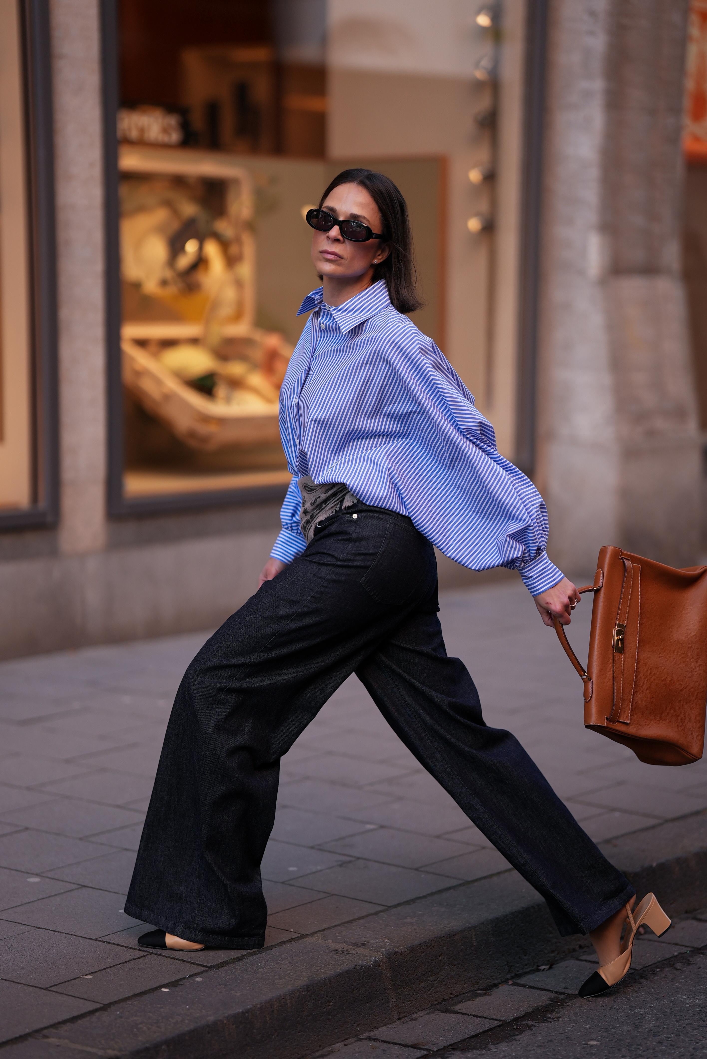 Gestreifte Bluse in blau/weiß