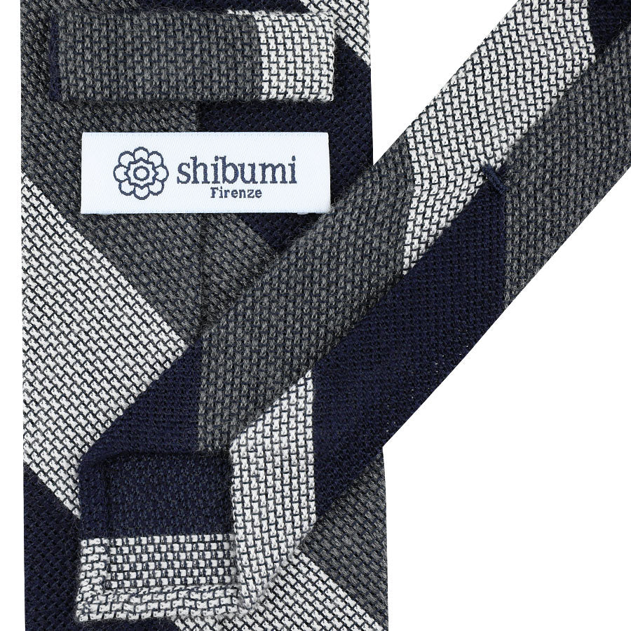 GESTREIFTE Kaschmir/Seide-KRAWATTE IN Marine/Grau