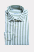 green and white striped shirt
