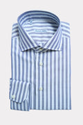 blue and white striped shirt