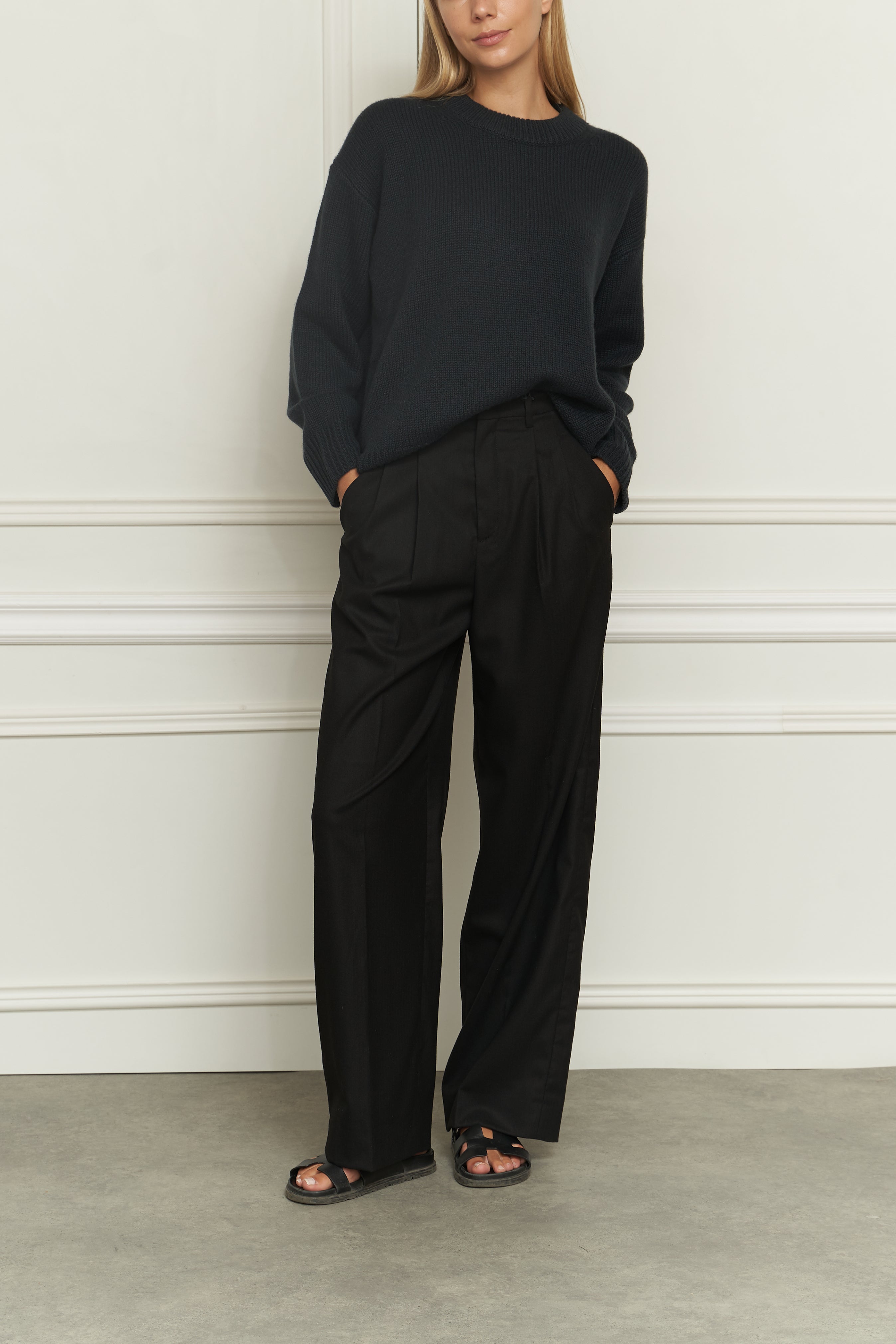 Flanellhose in schwarz