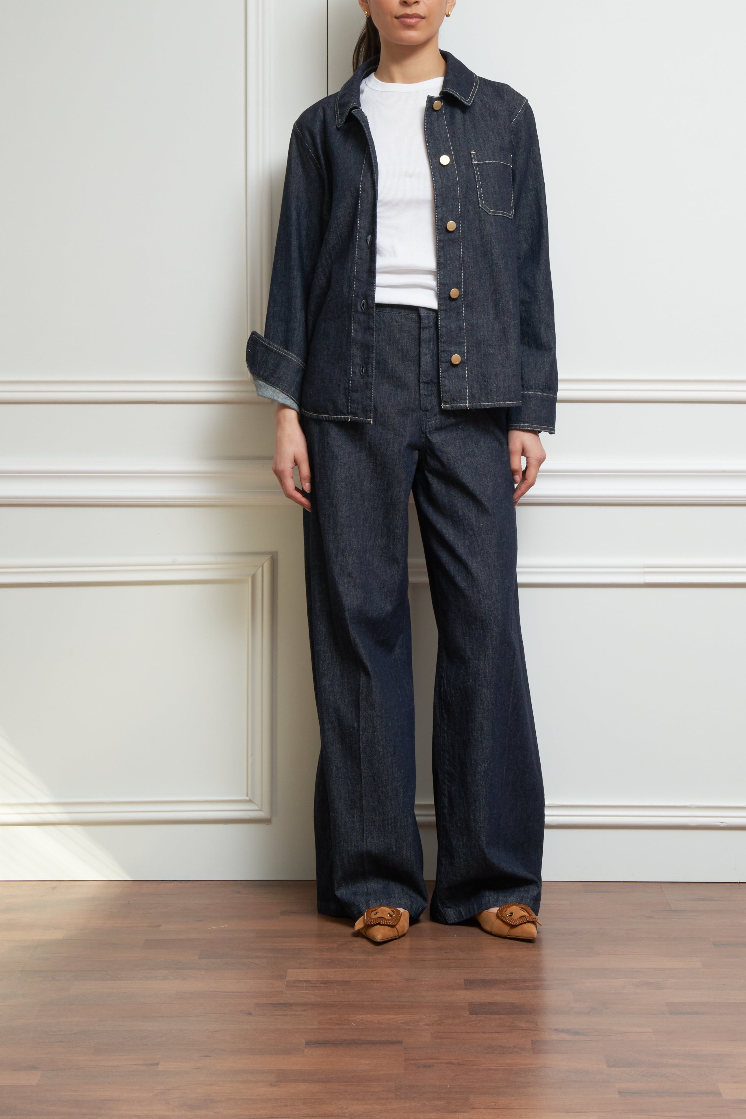 Hemdbluse aus Baumwolldenim in blau