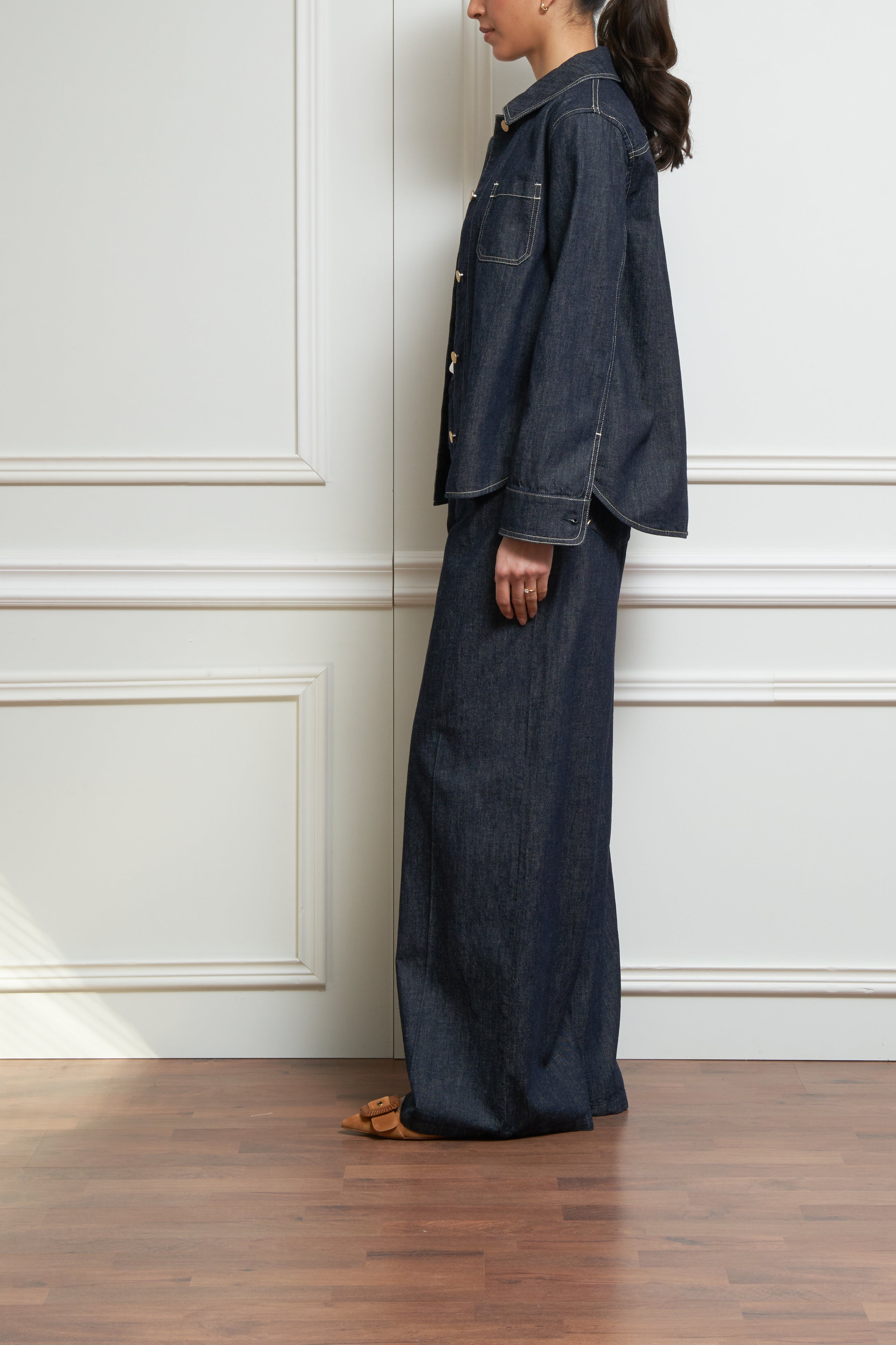 Hemdbluse aus Baumwolldenim in blau