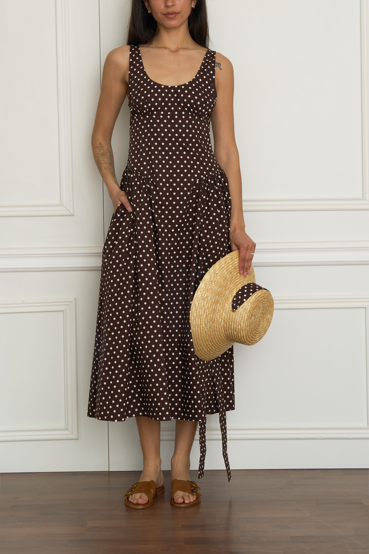 Kleid mit Polka-Dots in braun