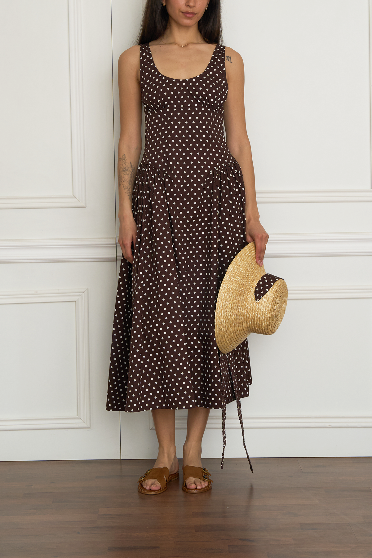 Kleid mit Polka-Dots in braun