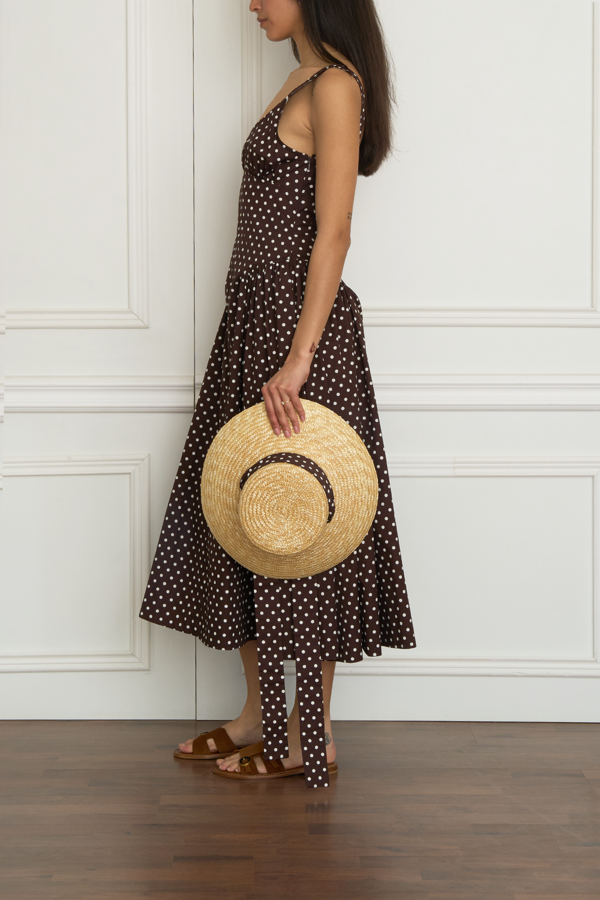 Kleid mit Polka-Dots in braun
