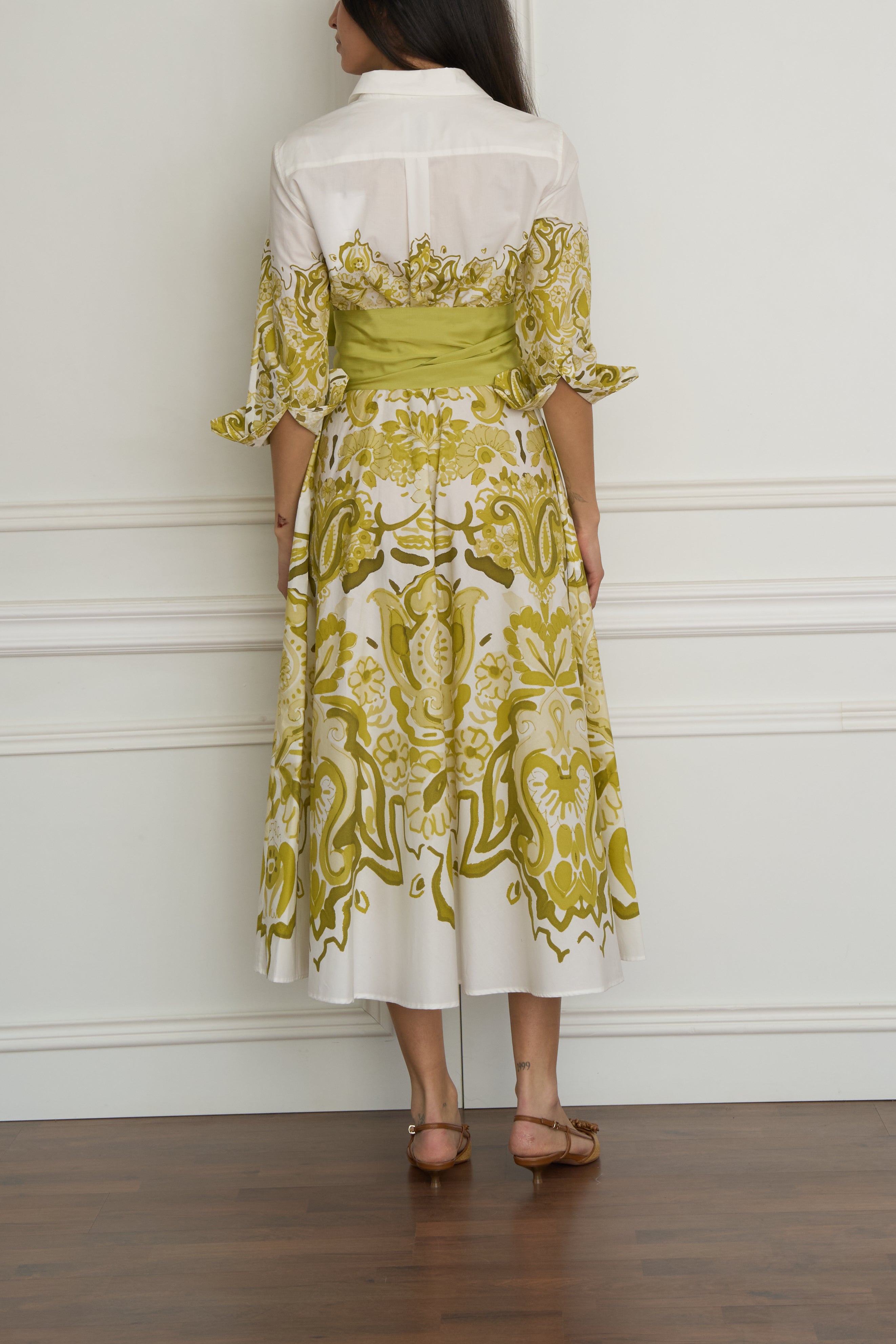 Gemustertes Kleid 'Nydia' in weiß/ hellgrün