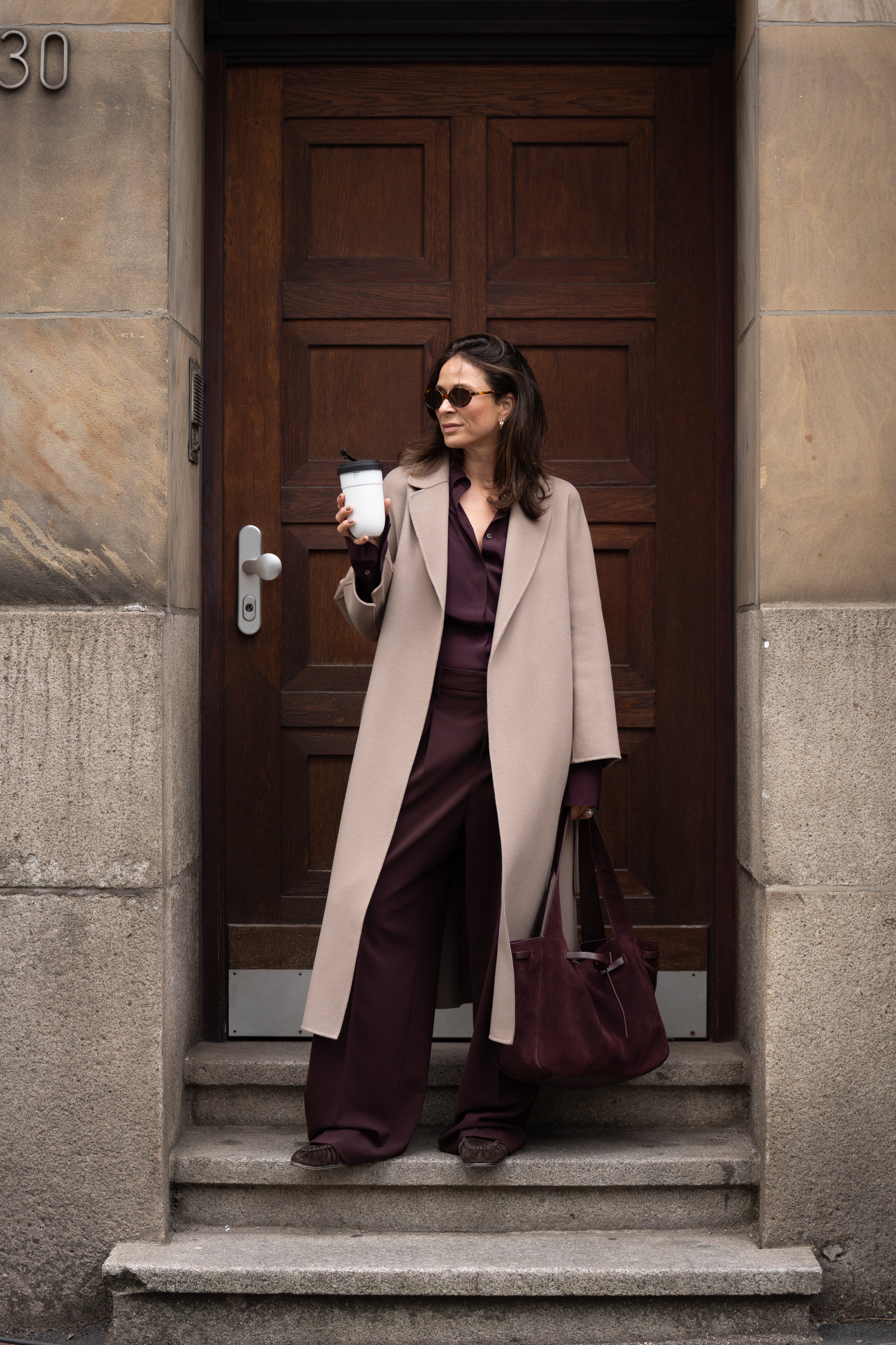 Wildledertasche in aubergine