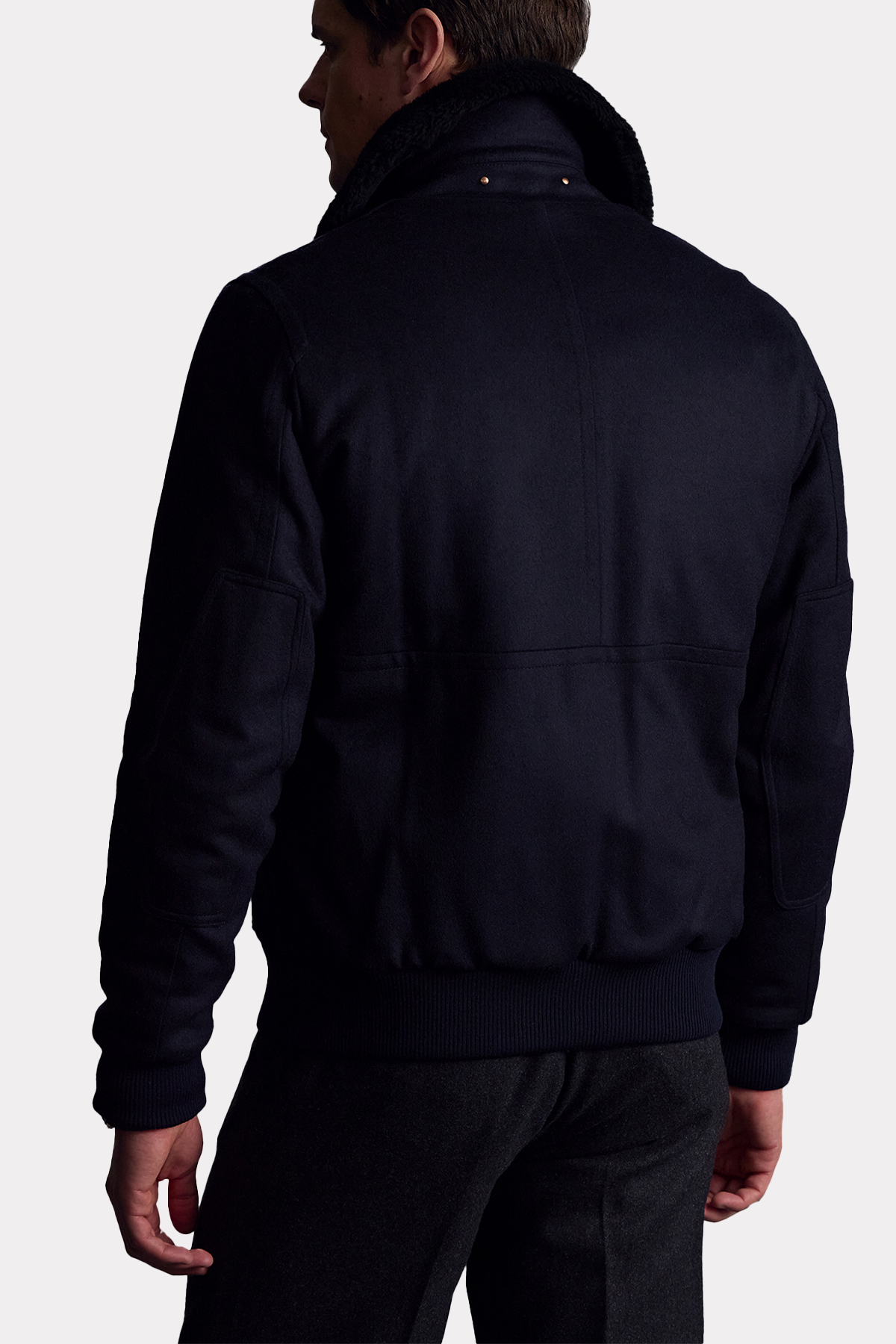 Jacke mit Lammfellkragen in marine