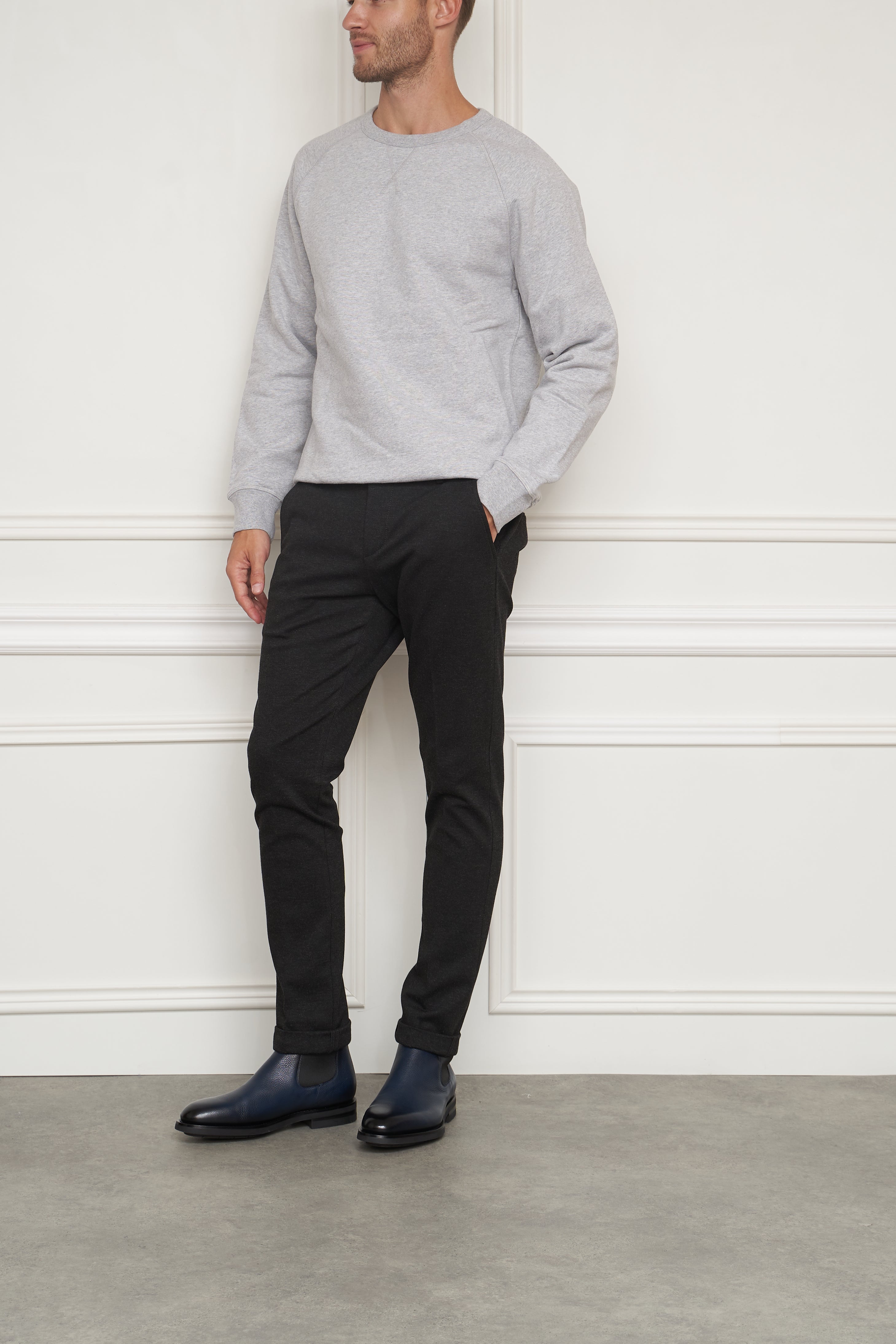 Jersey trousers in anthracite