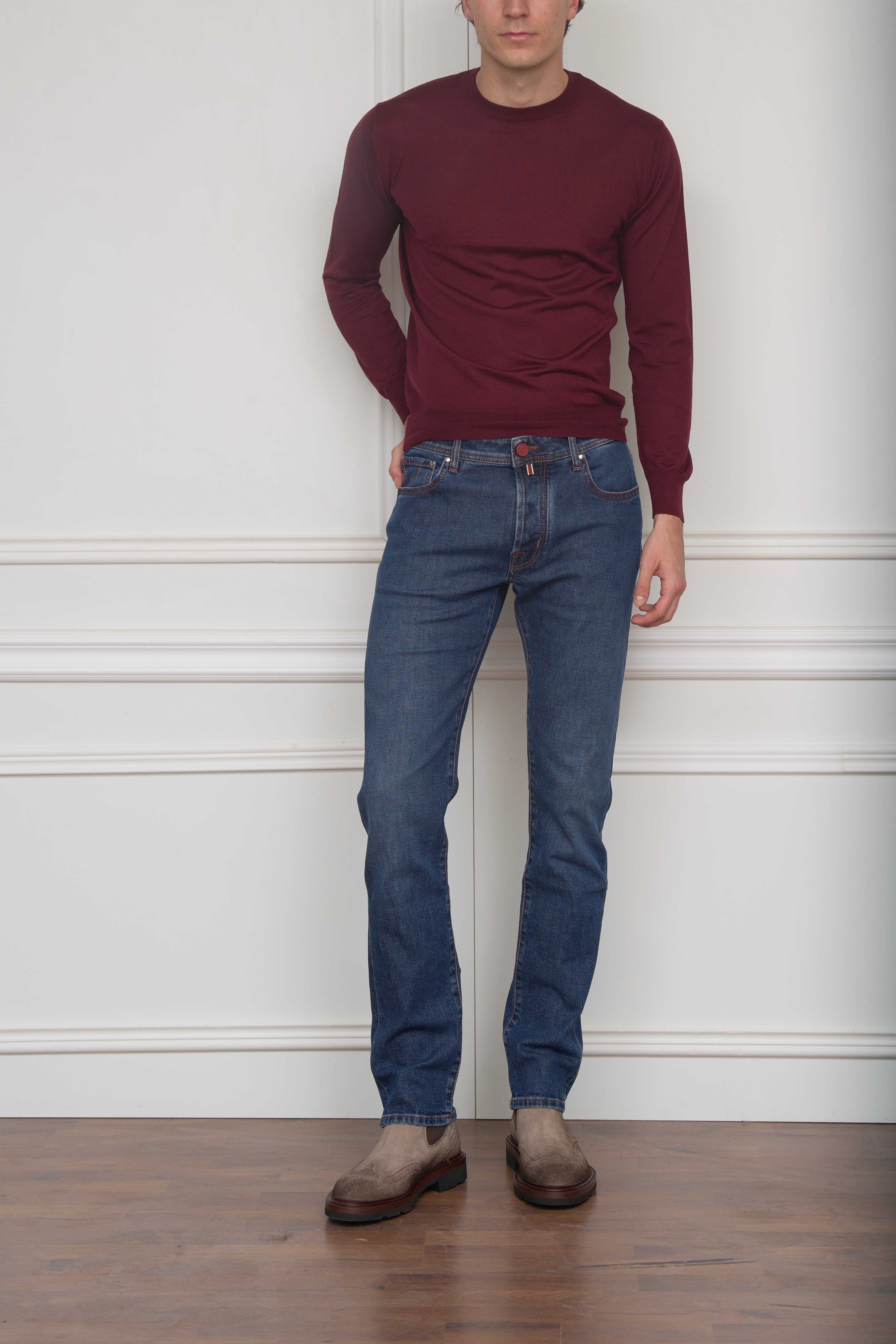 Kaschmir-Seiden Pullover in burgund