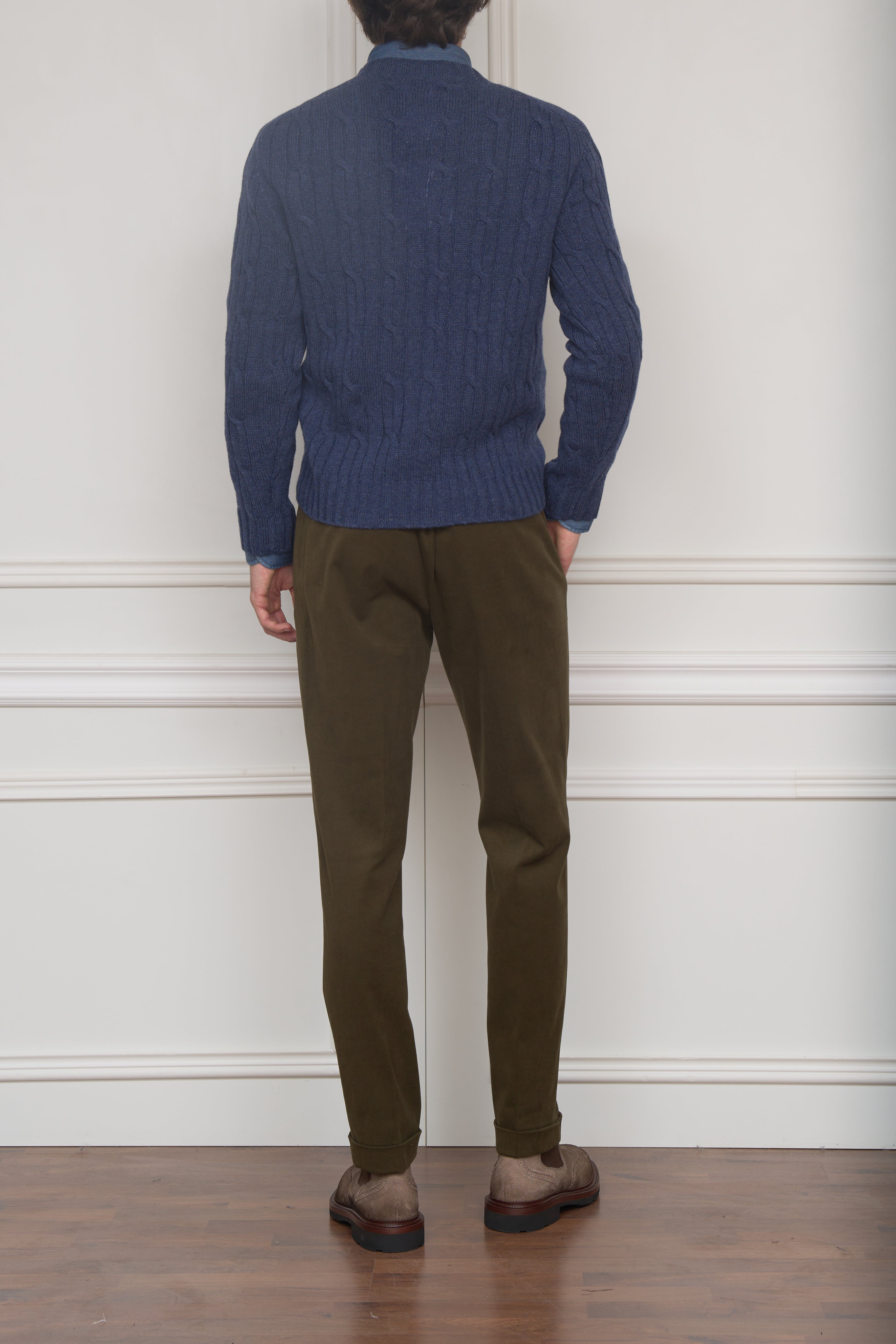 Zopfmuster-Pullover in blau