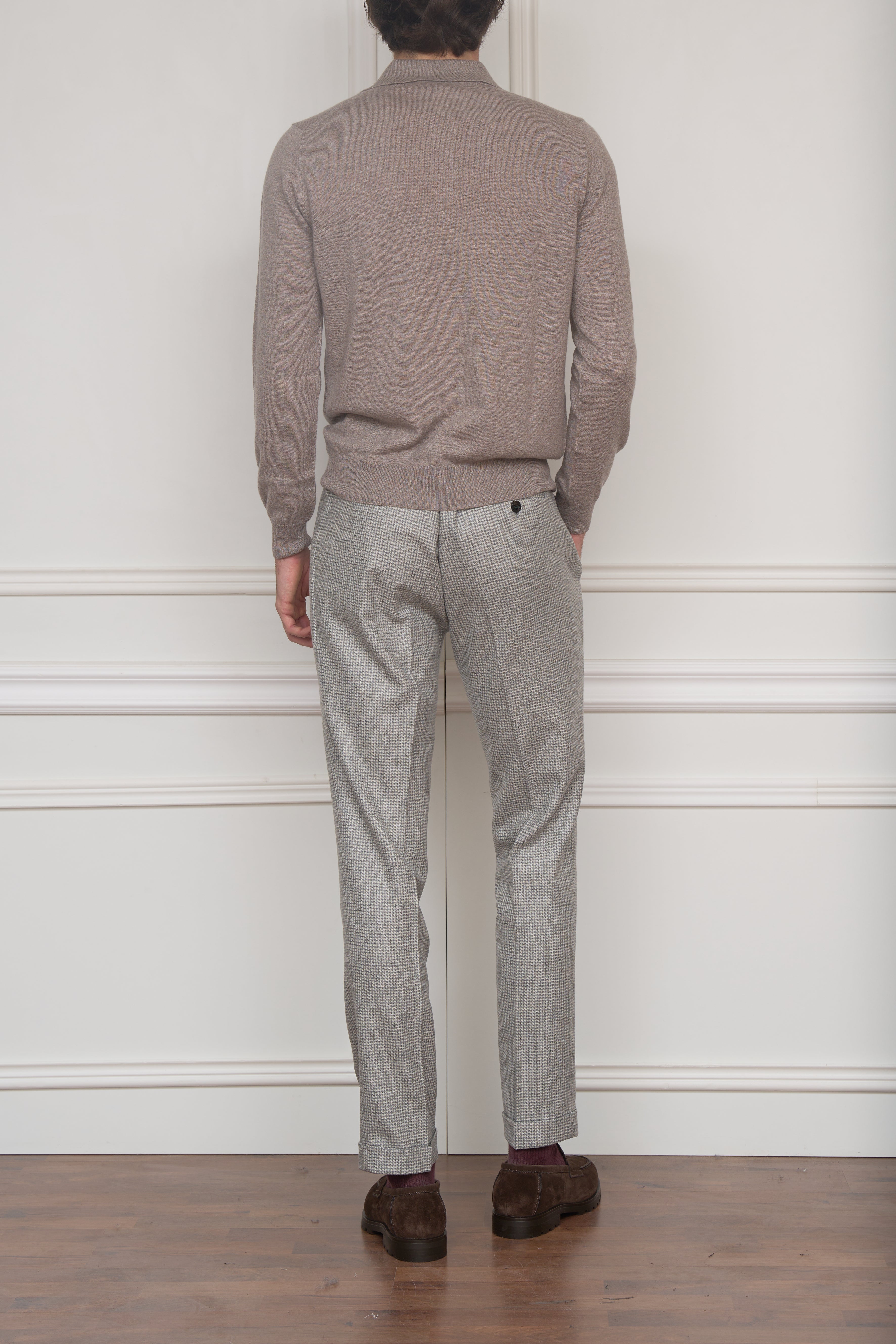 Langarm-Polo in Taupe