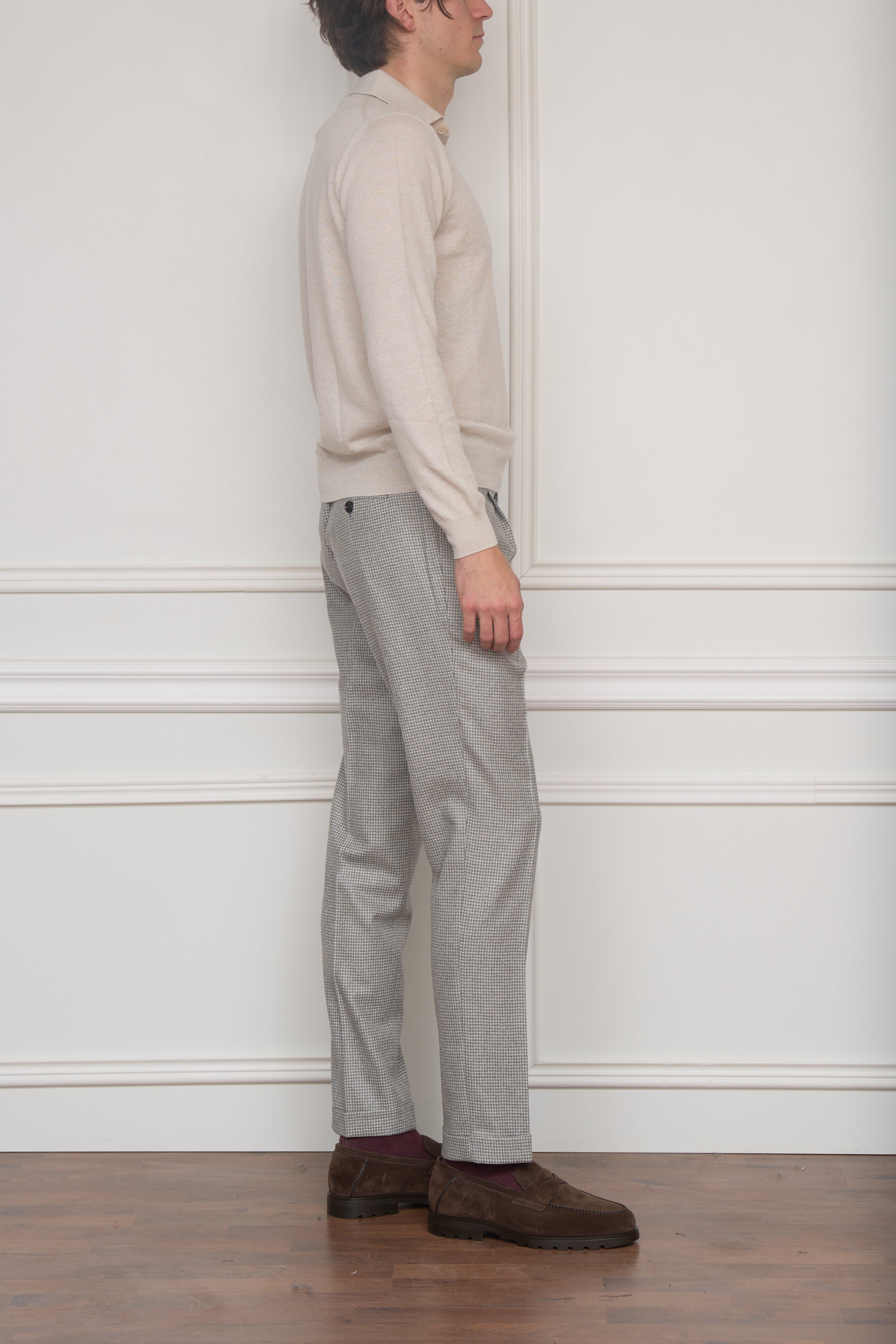 Langarm-Polo in creme