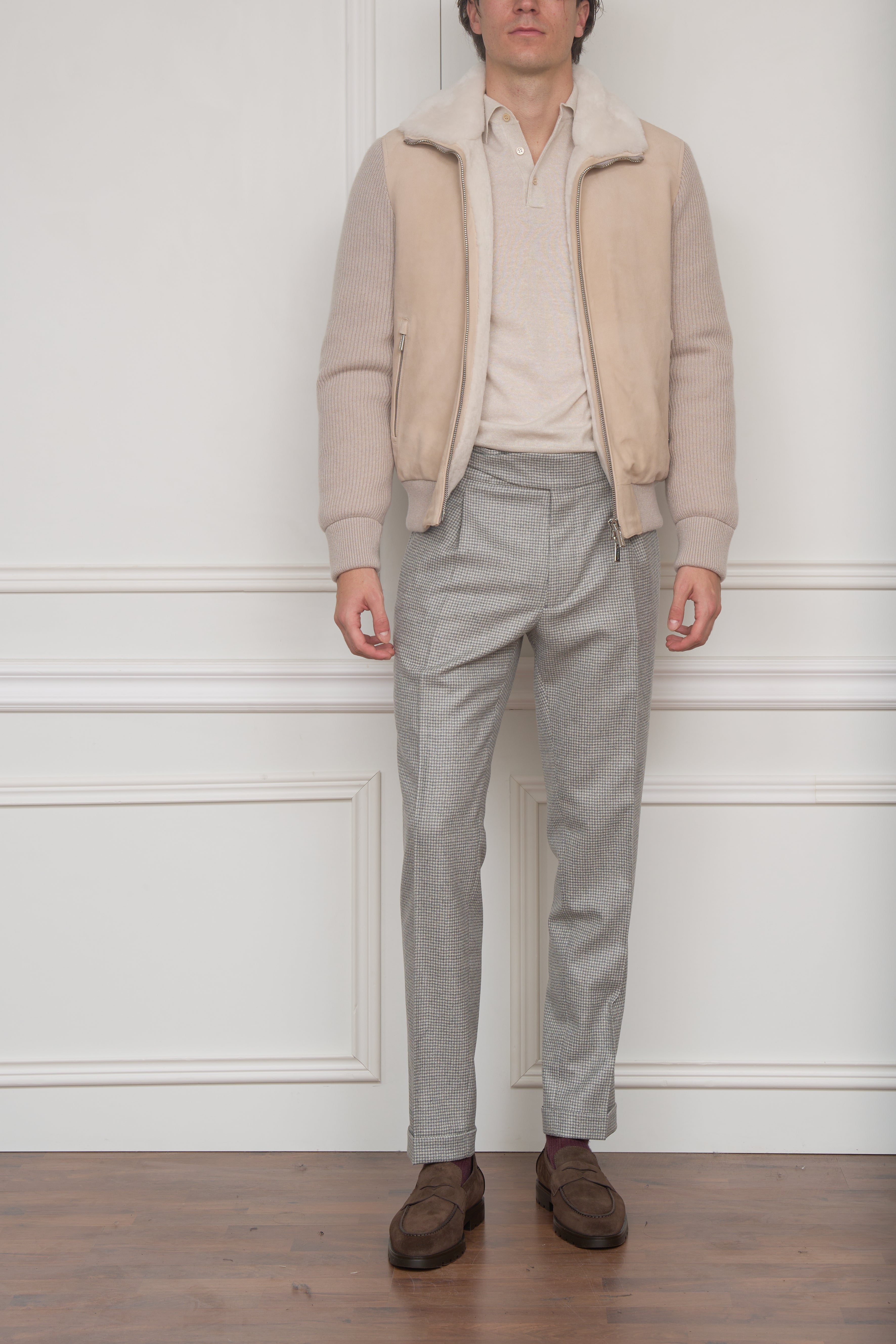 Wattierte Strickjacke in beige