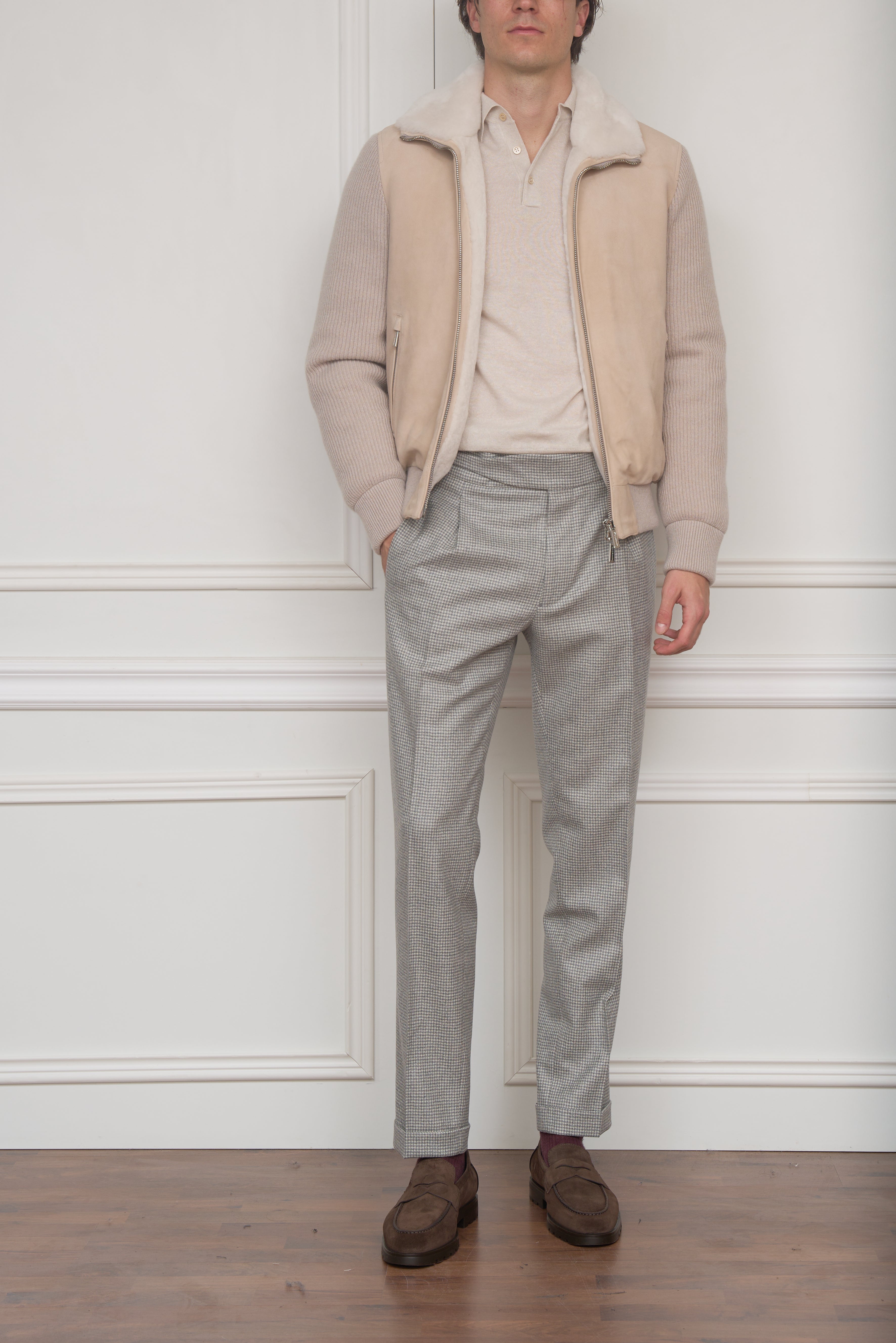 Wattierte Strickjacke in beige