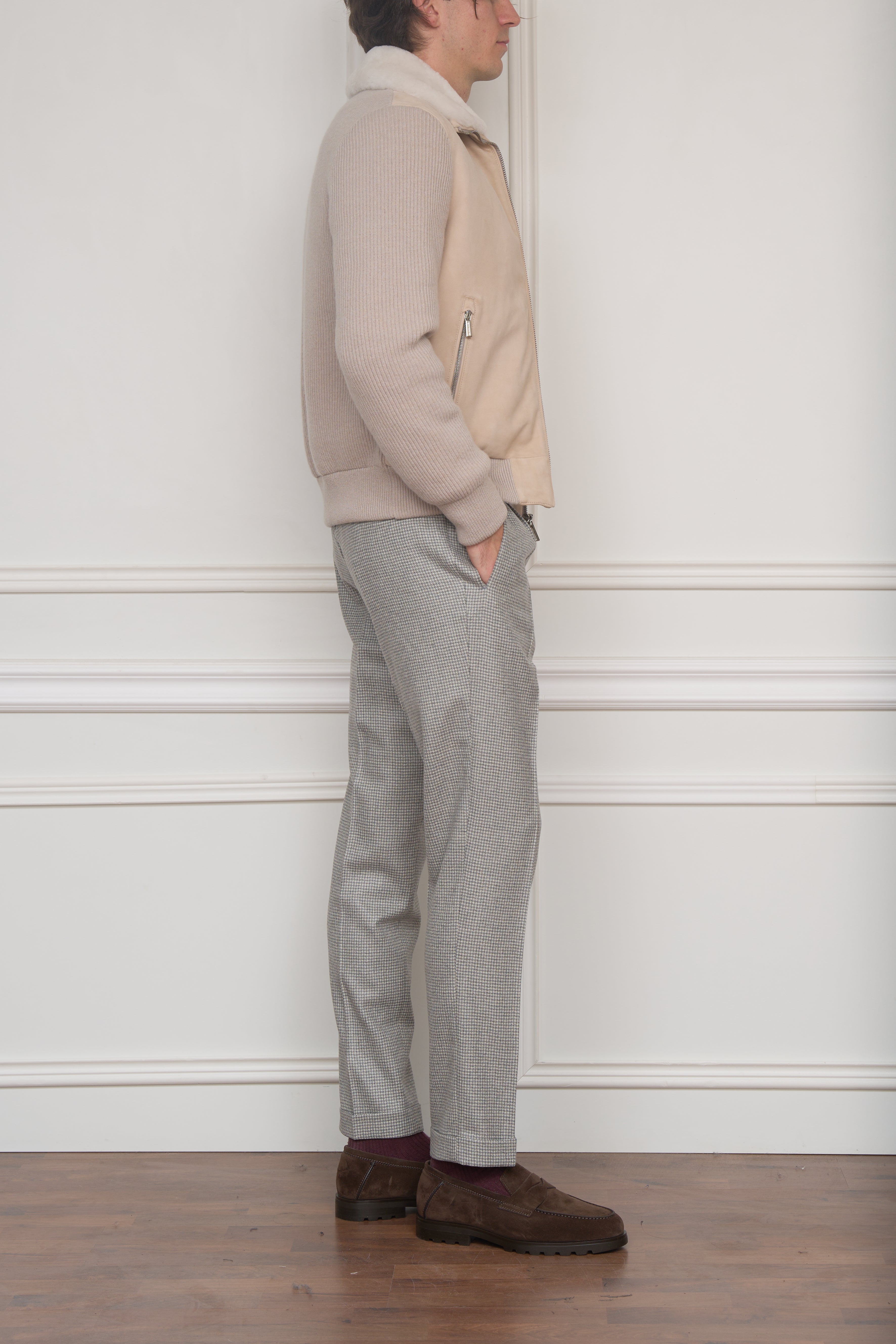 Wattierte Strickjacke in beige