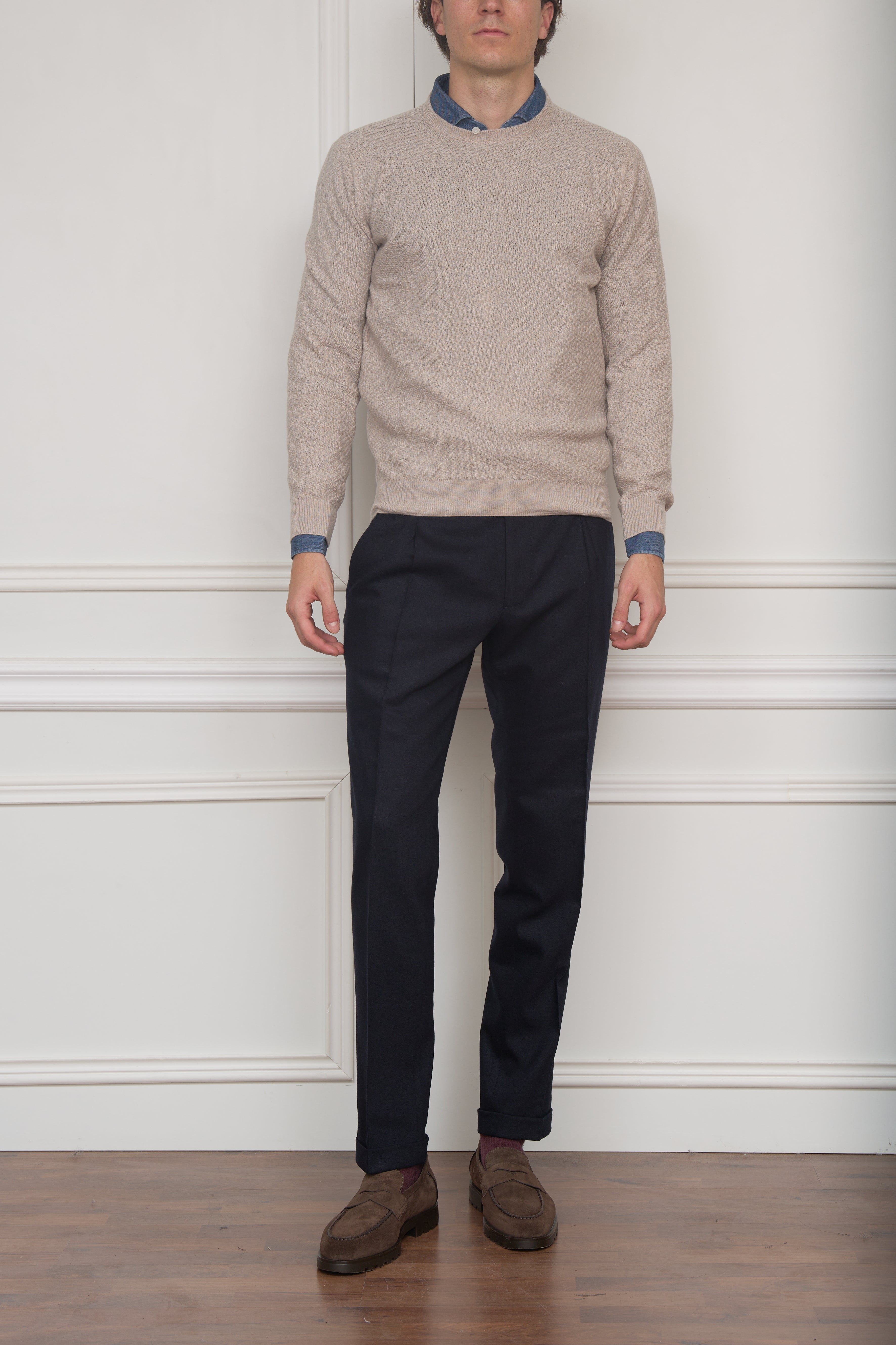 Zopfmuster-Pullover in creme