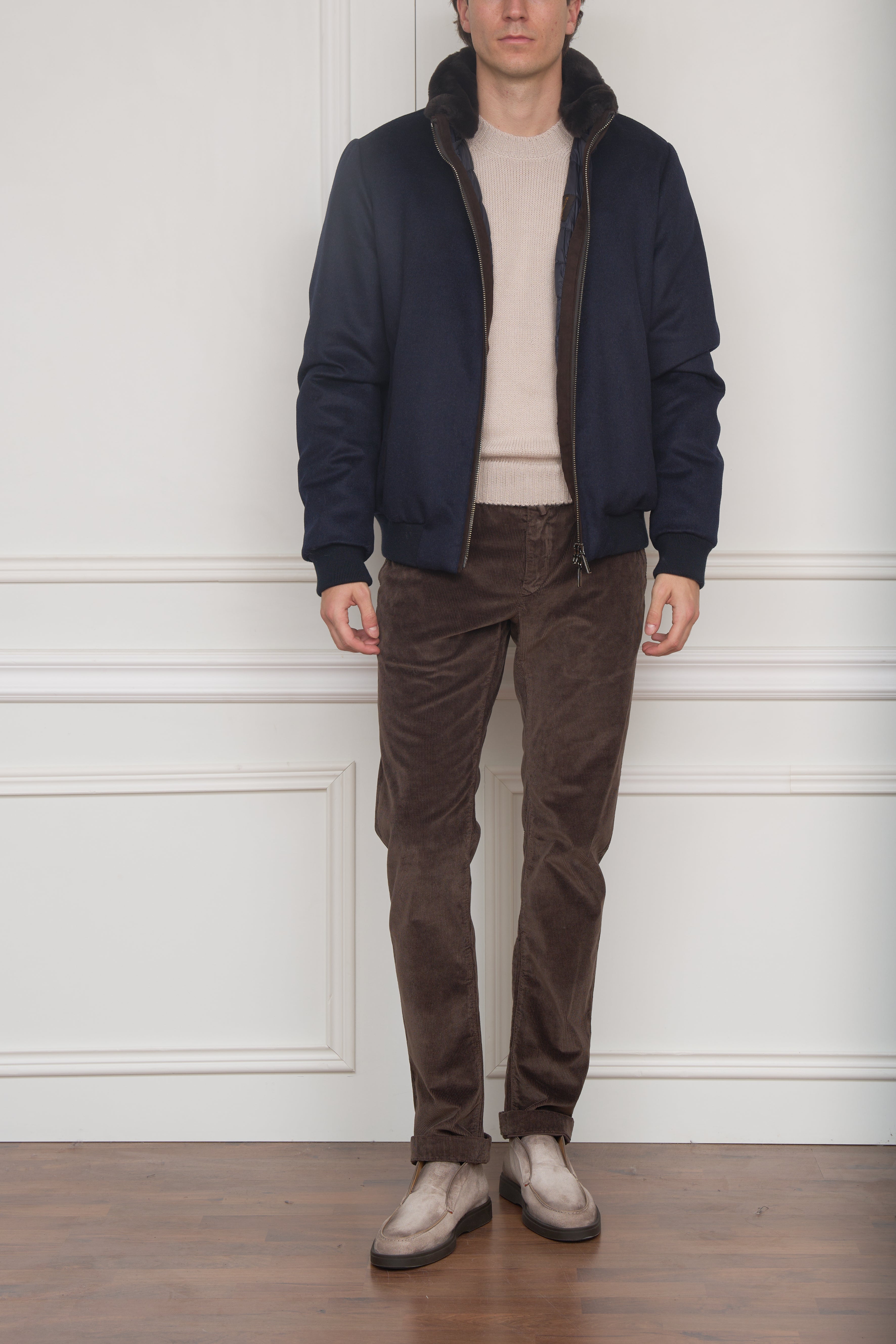 Kaschmir Bomberjacke in blau