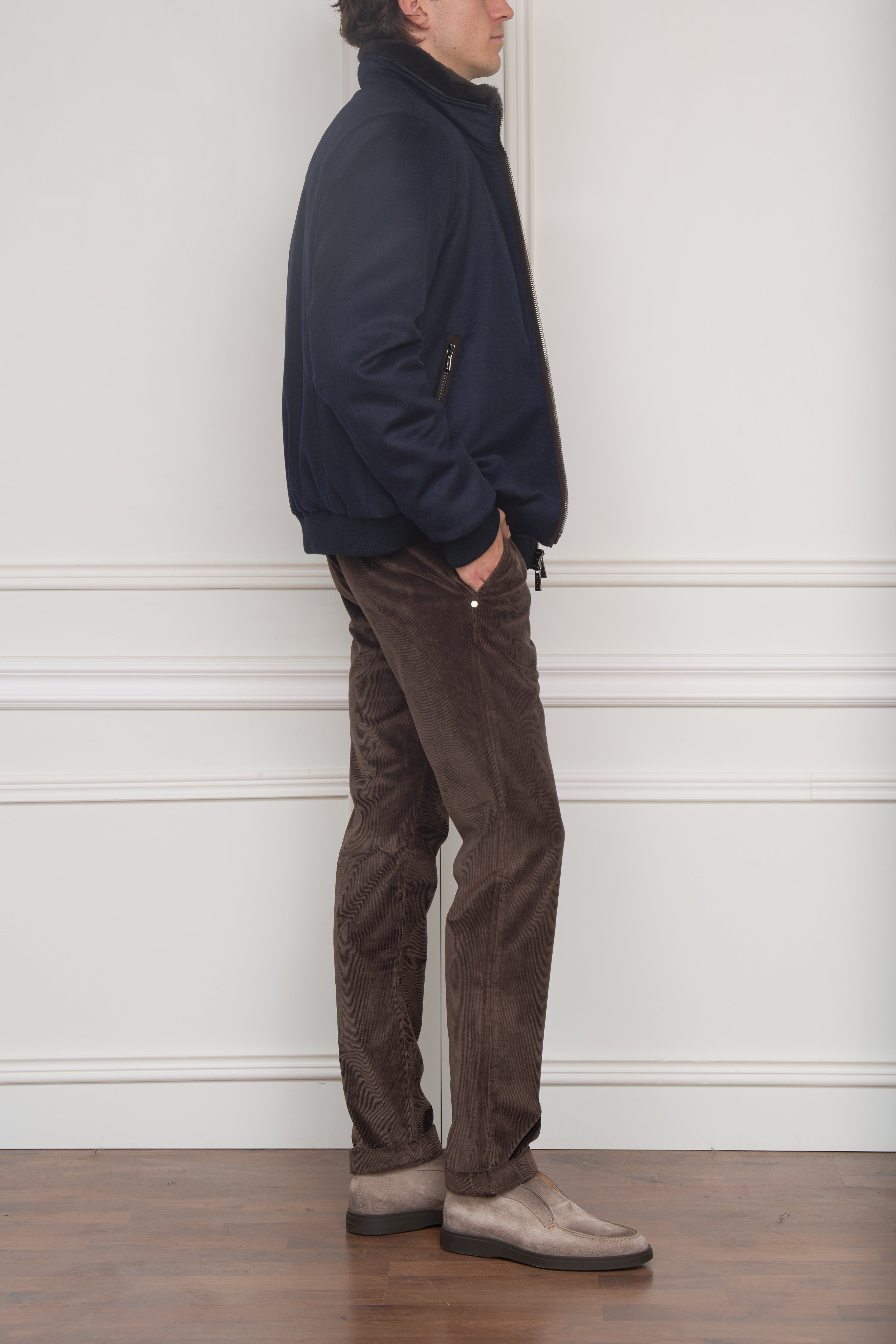 Kaschmir Bomberjacke in blau