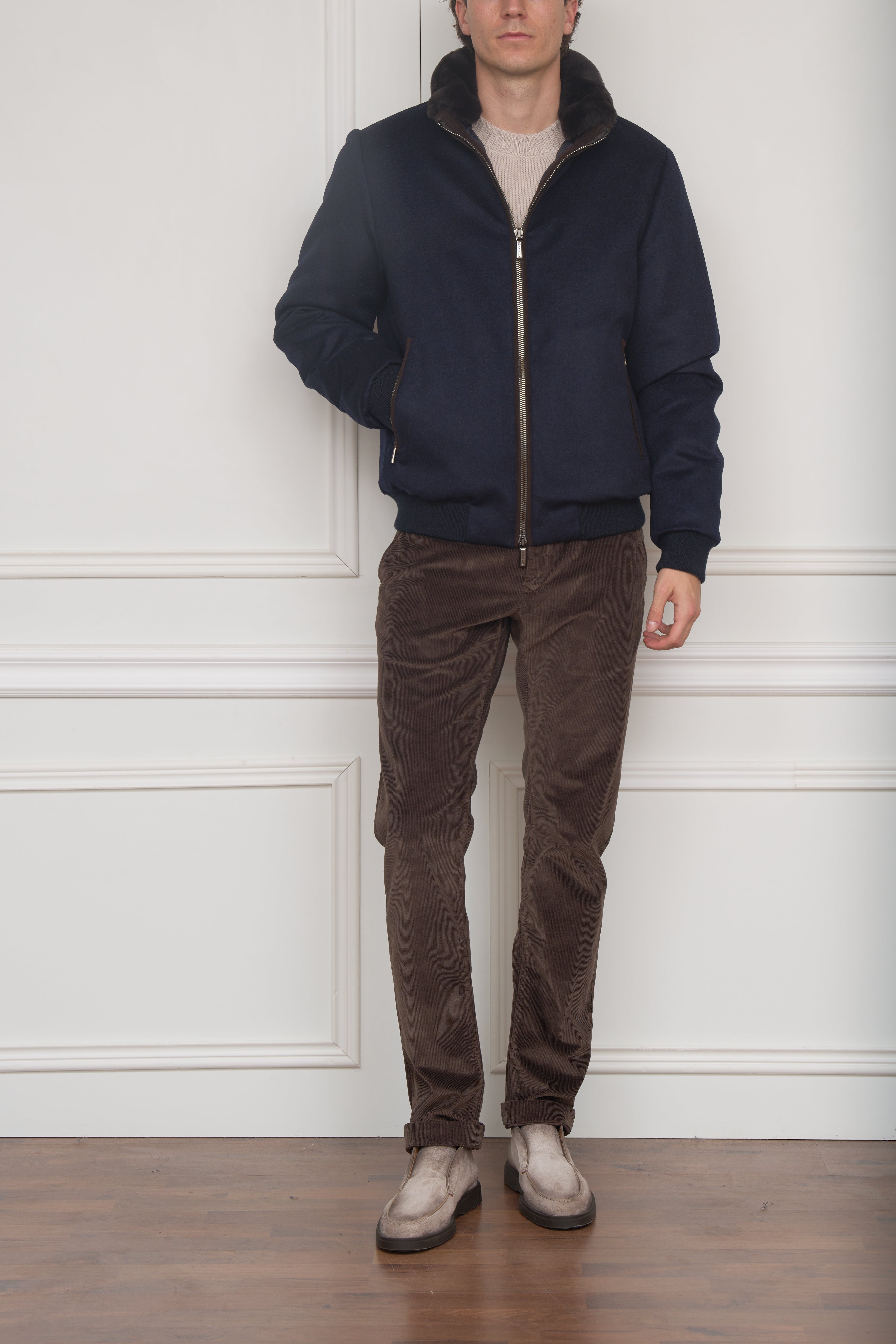 Kaschmir Bomberjacke in blau