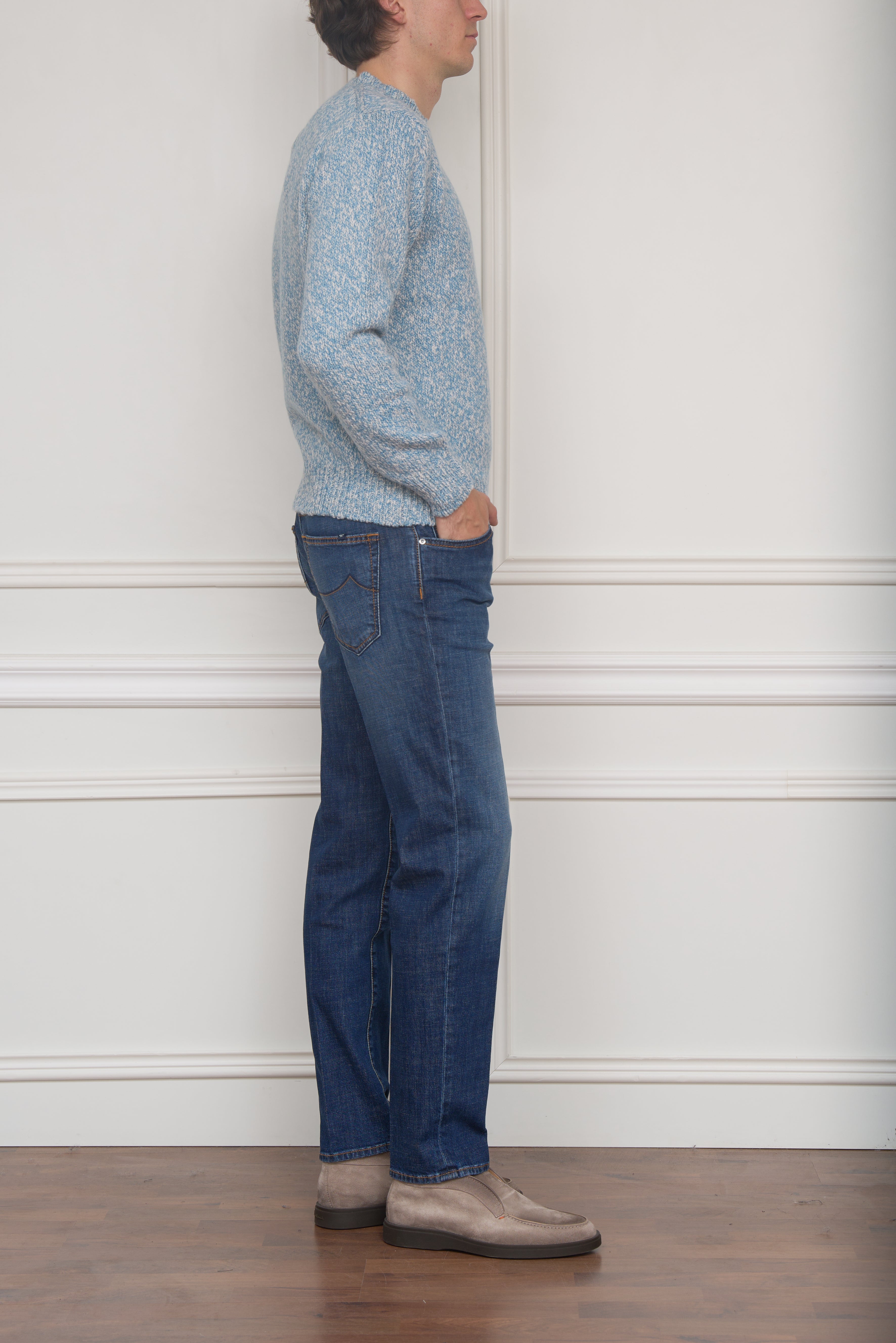 Pullover in blau meliert