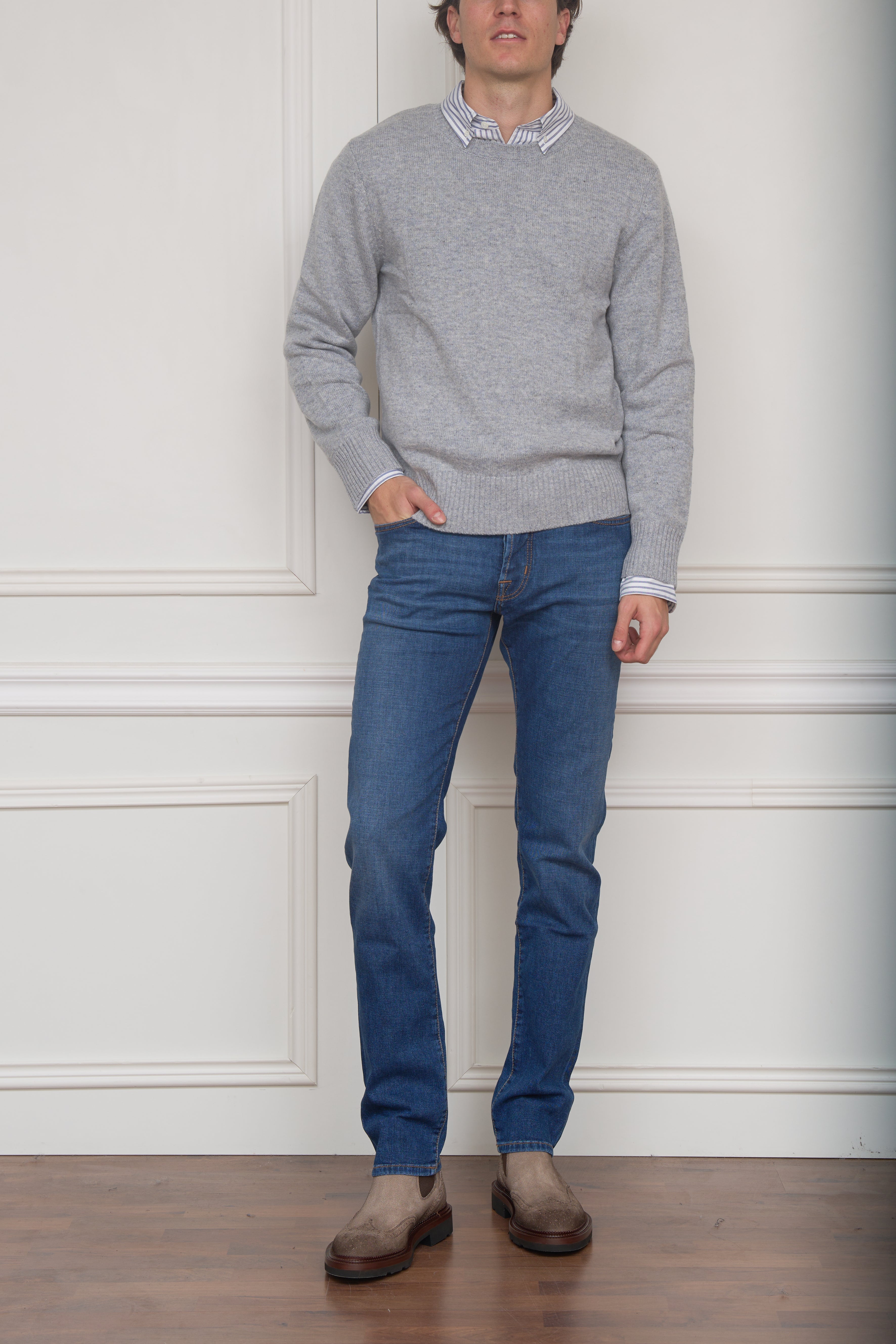 Pullover in grau meliert