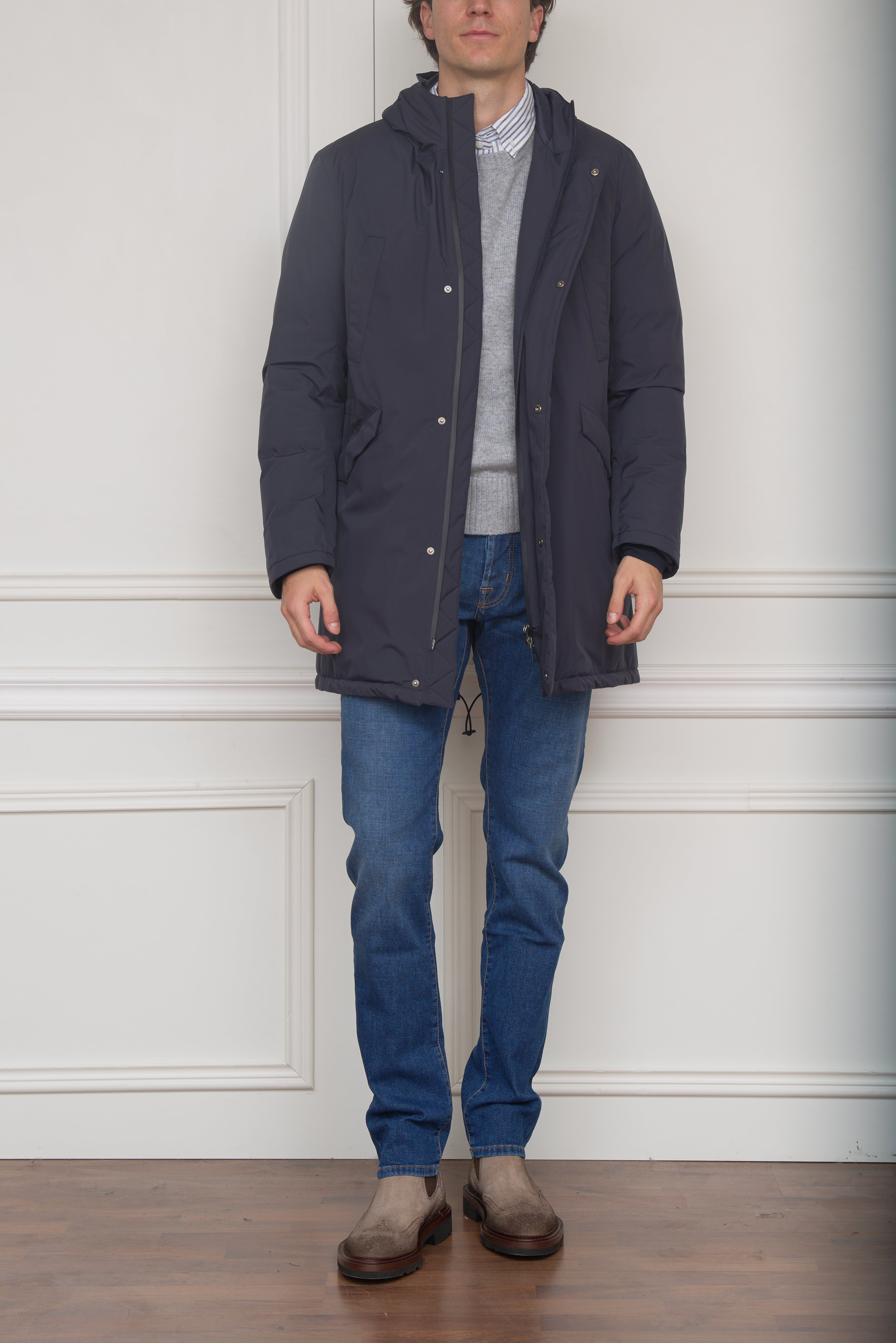 Daunenmantel in blau