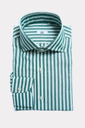 green and white striped shirt